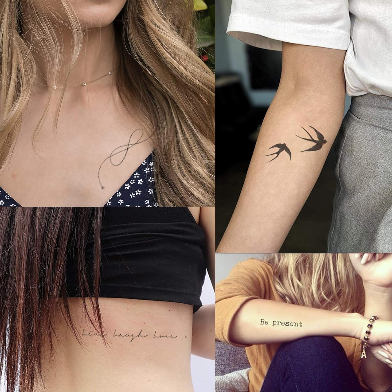 Everjoy Bohemian-Inspired Realistic Temporary Tattoos for Women and Men - Waterproof, Long-Lasting, and Meaningful Tattoo Designs Including Butterfly, Moon, Sun, Love, Letters and Words