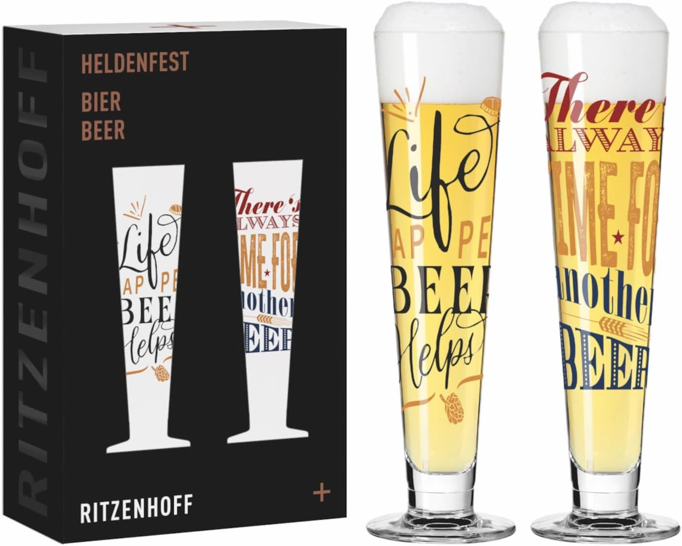 RITZENHOFF 6271002 Beer Glass 330 Ml Set of 2 Heldenfest Series with Saying Multi-Coloured Made in Germany image number 2
