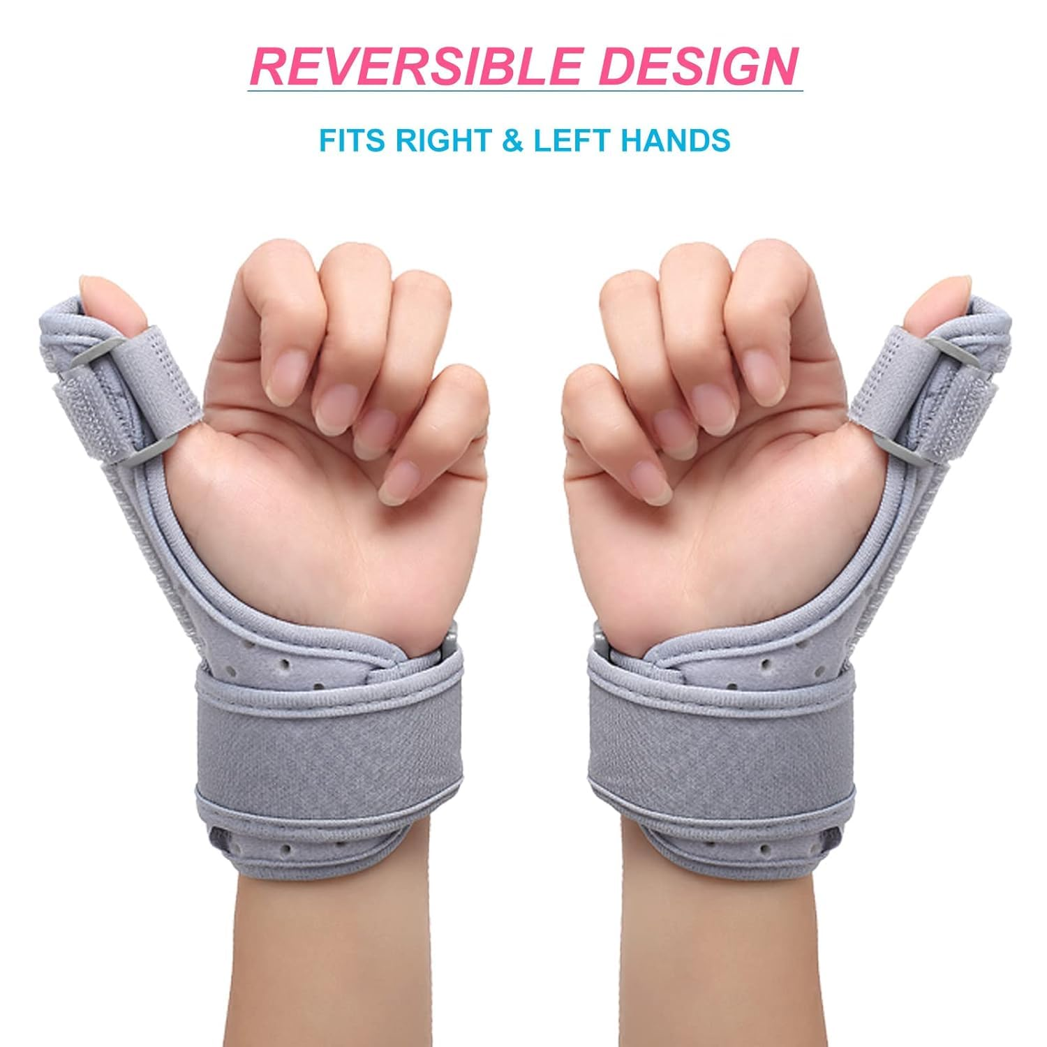Reversible Thumb & Wrist Brace for Both Hands, Comfortable Spica Support Splint for Sprains, Arthritis,Tendonitis, Lightweight and Breathable (Gray)