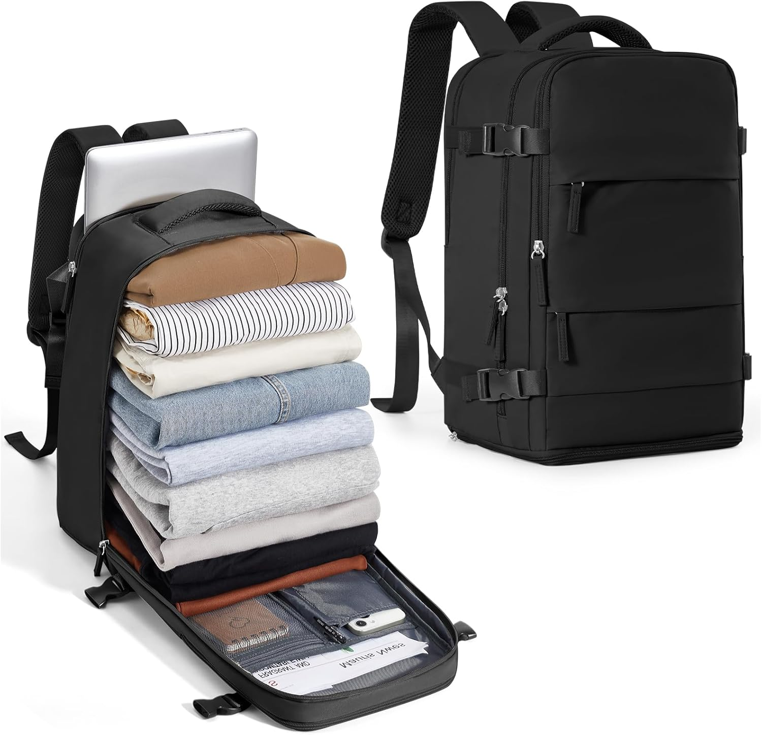 Pakembl Vacuum Backpack Travel with Pump Travel Backpack with Vacuum System Laptop Backpack Waterproof Carry on Casual Backpack 14/15.6Inch with Shoes Compartment