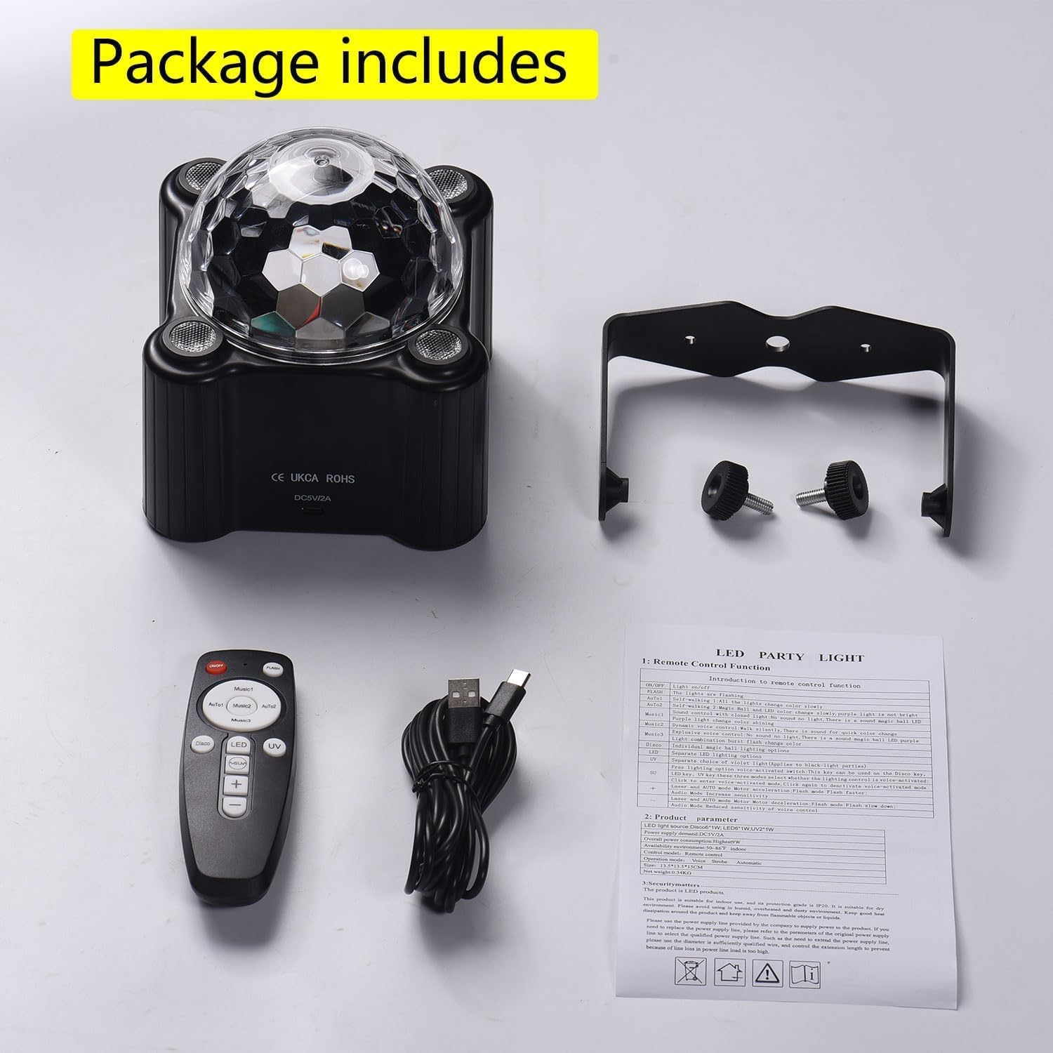 PAIFIEVD Party Lights Disco Ball Light,Dj Disco Light Sound Activated LED Light 6 Colors for Home Room Dance Parties Birthday Karaoke Halloween Christmas Wedding Show Club Decorations image number 5