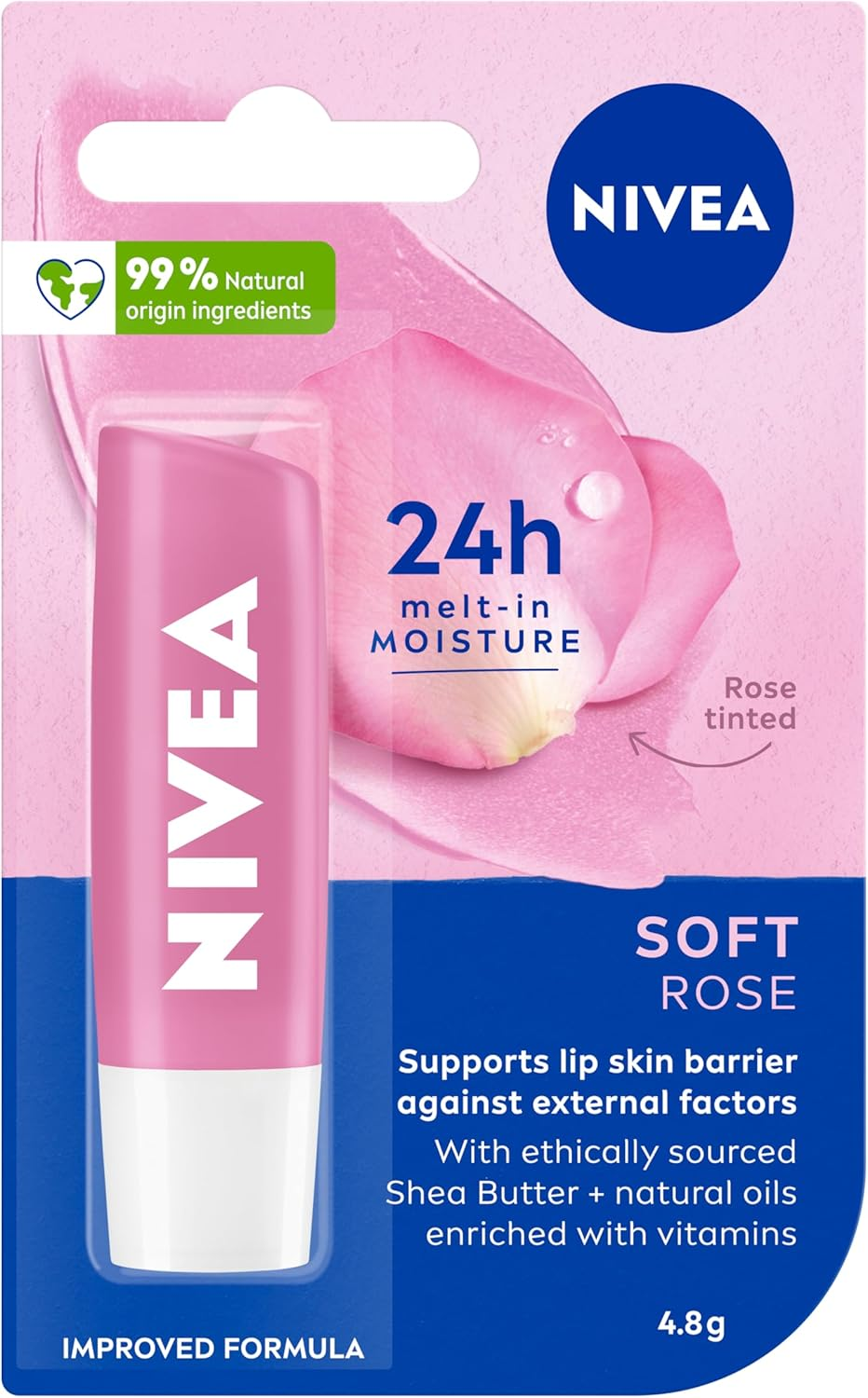 NIVEA Soft Rose Lip Balm 4.8G (1 Pack) | Tinted Lip Balm | Subtle Rosy Shine | 24-Hour Hydration | Enriched with Shea Butter | Moisturises and Softens Dry Lips | Perfect for Everyday Use image number 6