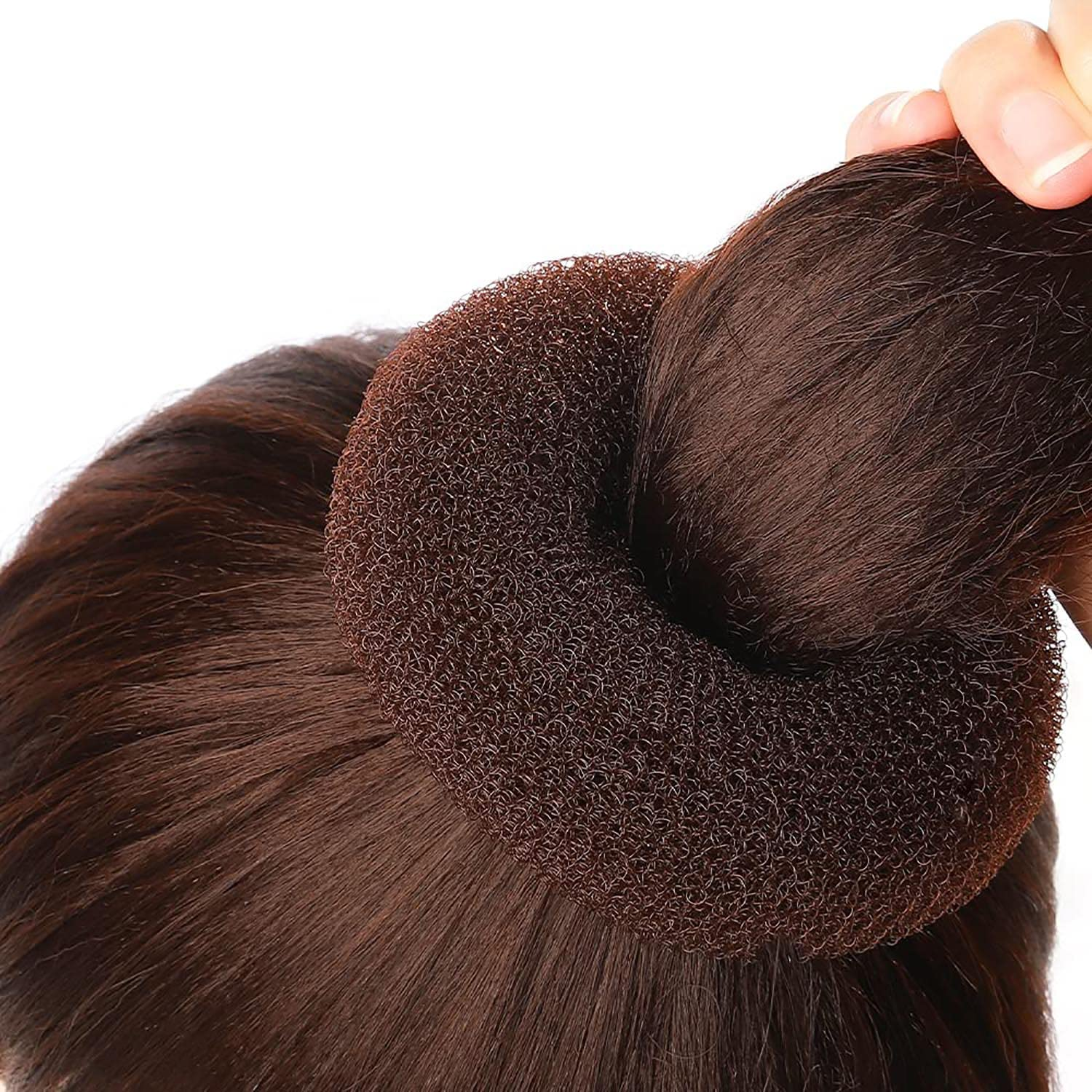 BEETIY Donut Hair Bun Maker Set 7 Pieces, DEVVIS Magic Ring Style Bun Shaper Tool Kit Donuts Snap Bun Makers Ponytail Hair Tool for Women Girls (1 Extra-Large, 2 Large, 2 Medium and 2 Small) 5 Pieces Hair Elastic Bands, 20 Pieces Hair Pins image number 1