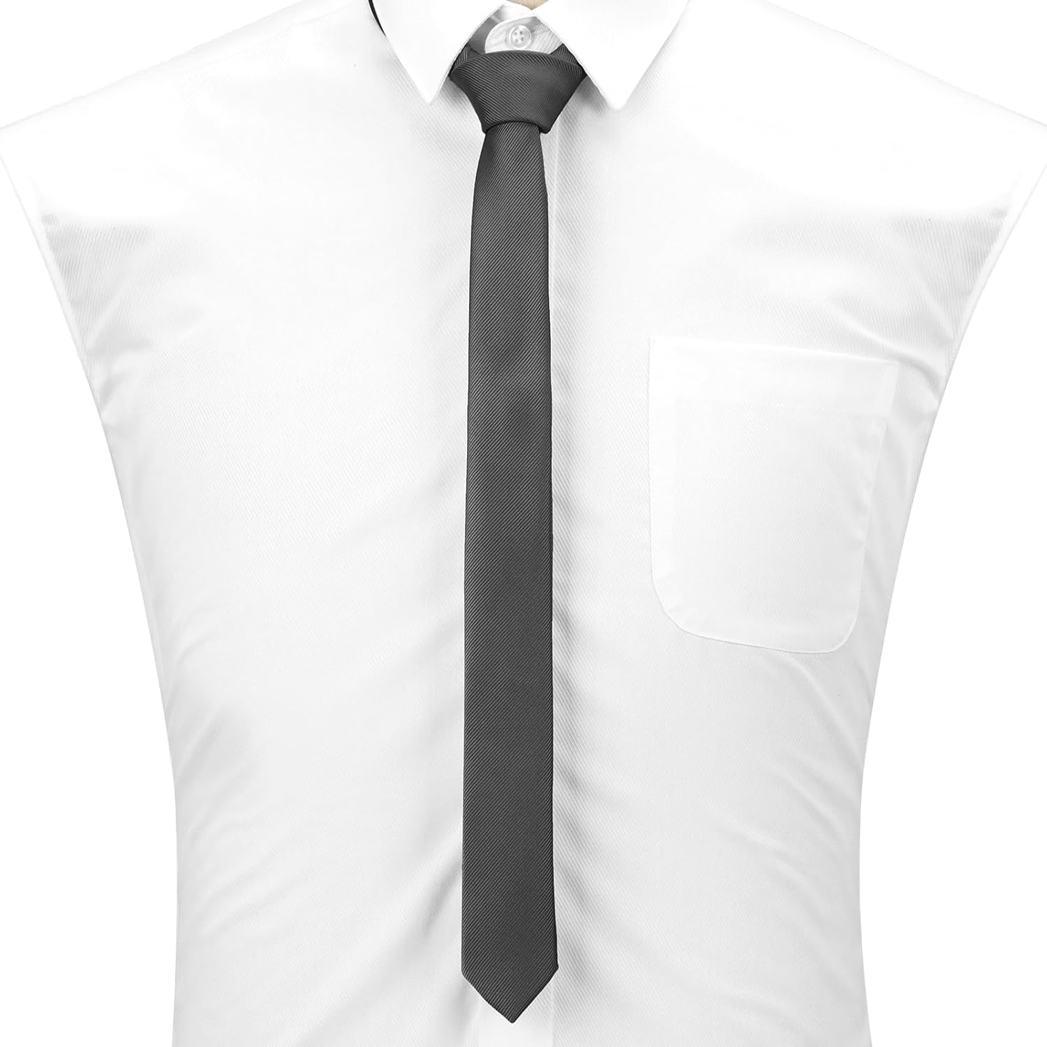 AIMENGWU Men'S Skinny Ties Solid Color Formal Neckties 1.58" (4CM) Slim Striped Thin Black Ties for Men - 003-Bright Red image number 4