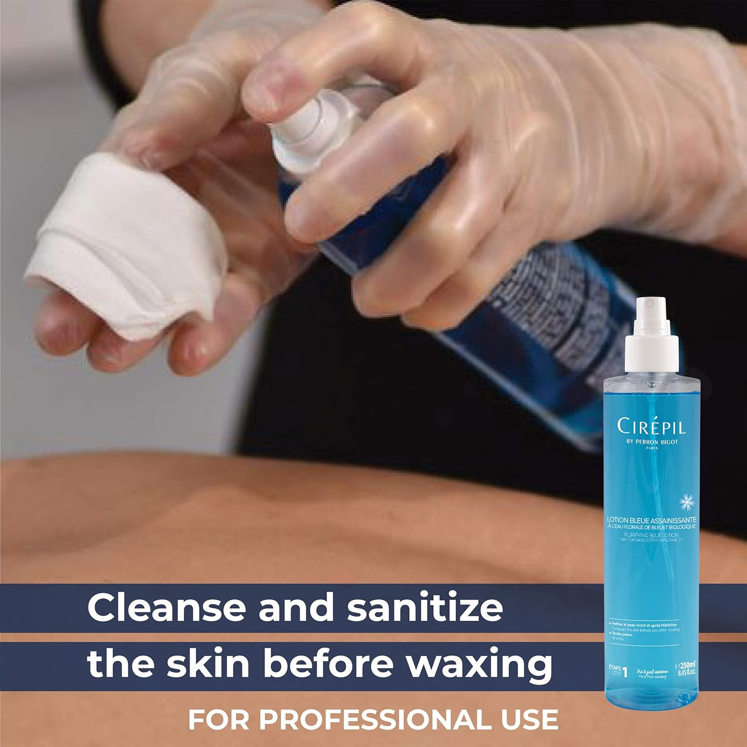 Cirepil - Pre & Post - Purifying Blue Lotion - 250Ml / 8.45 Fl Oz - Cleanses and Prepares the Skin - Pre-Waxing & Post-Waxing image number 4