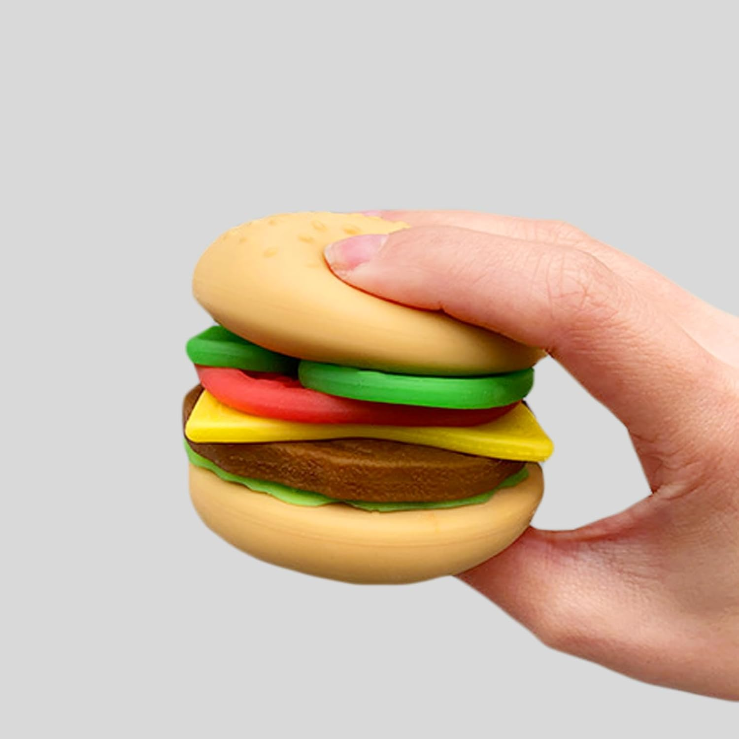 7 Layers Hamburger Toy Stress Relief Soft Simulation Food Detachable Burger Squeeze Toys Kawaii Squishies Birthday Gift for Kid image number 4