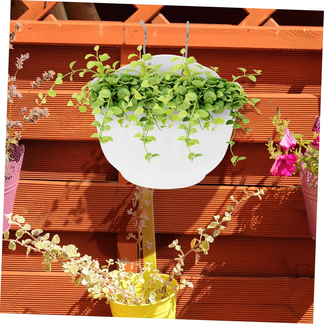 Toddmomy 3Sets Hanging Flower Pots Plastic Gardening Supplies for Balcony Indoor Outdoor Vertical Garden image number 3