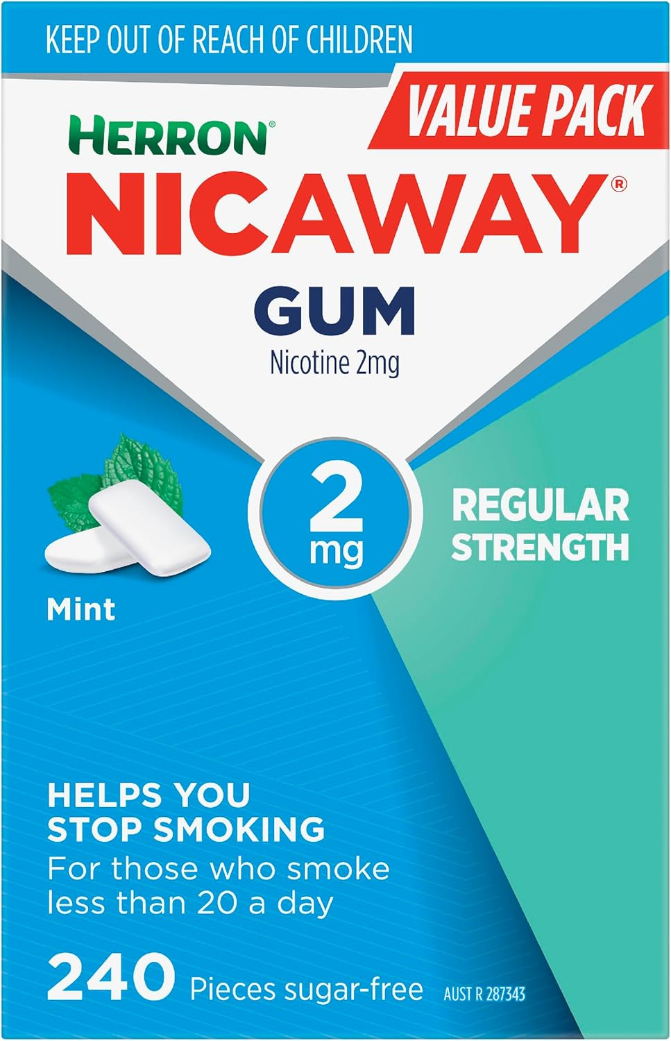 Nicaway 2Mg Stop Smoking Mint Gum (Pack of 240) image number 5
