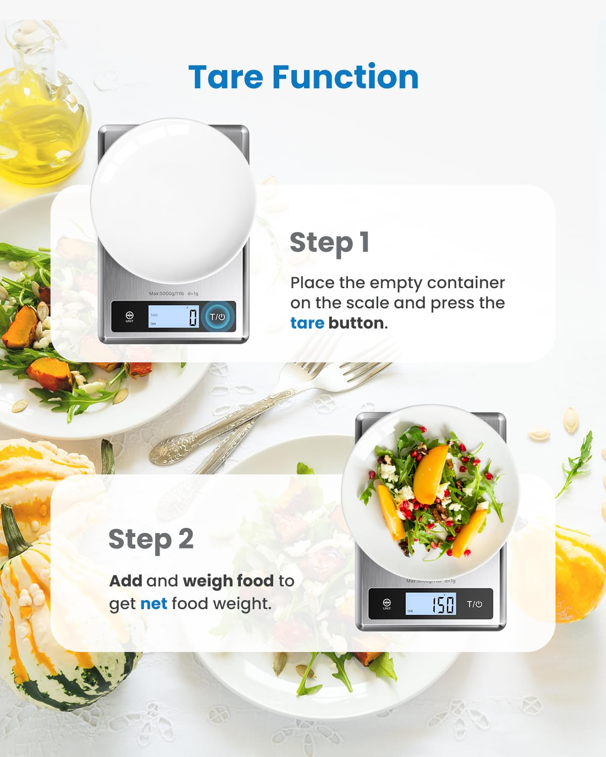 RENPHO Digital Food Scale, Kitchen Scale for Baking, Cooking and Coffee with Nutritional Calculator for Keto, Macro, Calorie and Weight Loss with Smartphone App, Stainless Steel