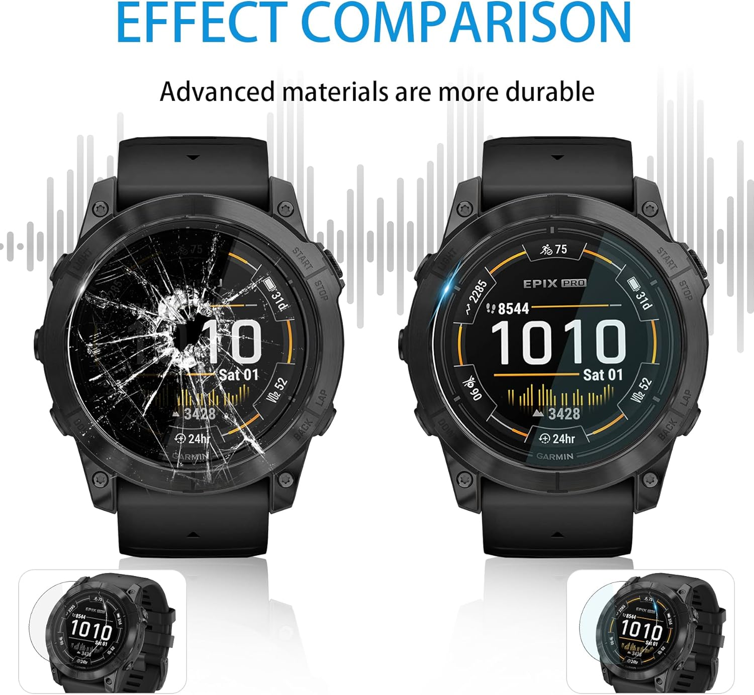 Diruite Pack of 4 Screen Protectors for Garmin Epix Pro 51 Mm Screen Protector, 9H Hardness HD Tempered Glass Anti-Scratch Screen Protector, 51 Mm image number 2