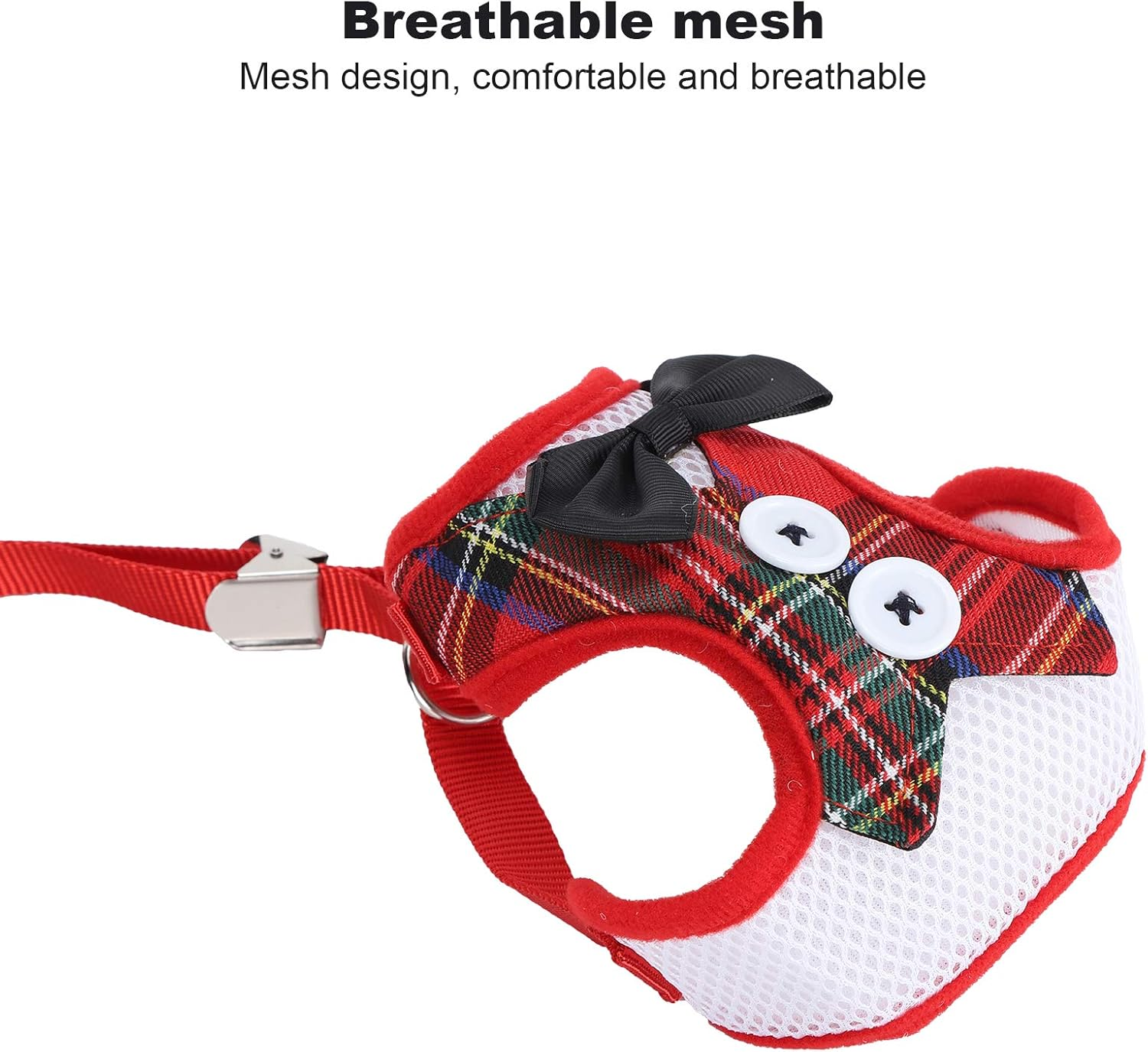 Cat Harness and Leash Set, Breathable Cat Vest Harness with Leash, Pet Adjustable Escape Proof Vest Strap for Small Large Cats Puppy Small Animals Walking (Red Grid)