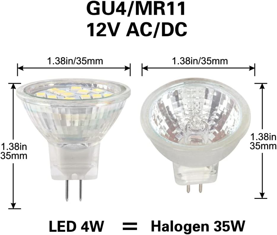 GU4 MR11 LED 12V 24V 4W Cool White 6000K Replaces 35W Halogen Bulbs Suitable for Home Landscape Embedded Rail Lighting (Pack of 4) image number 5