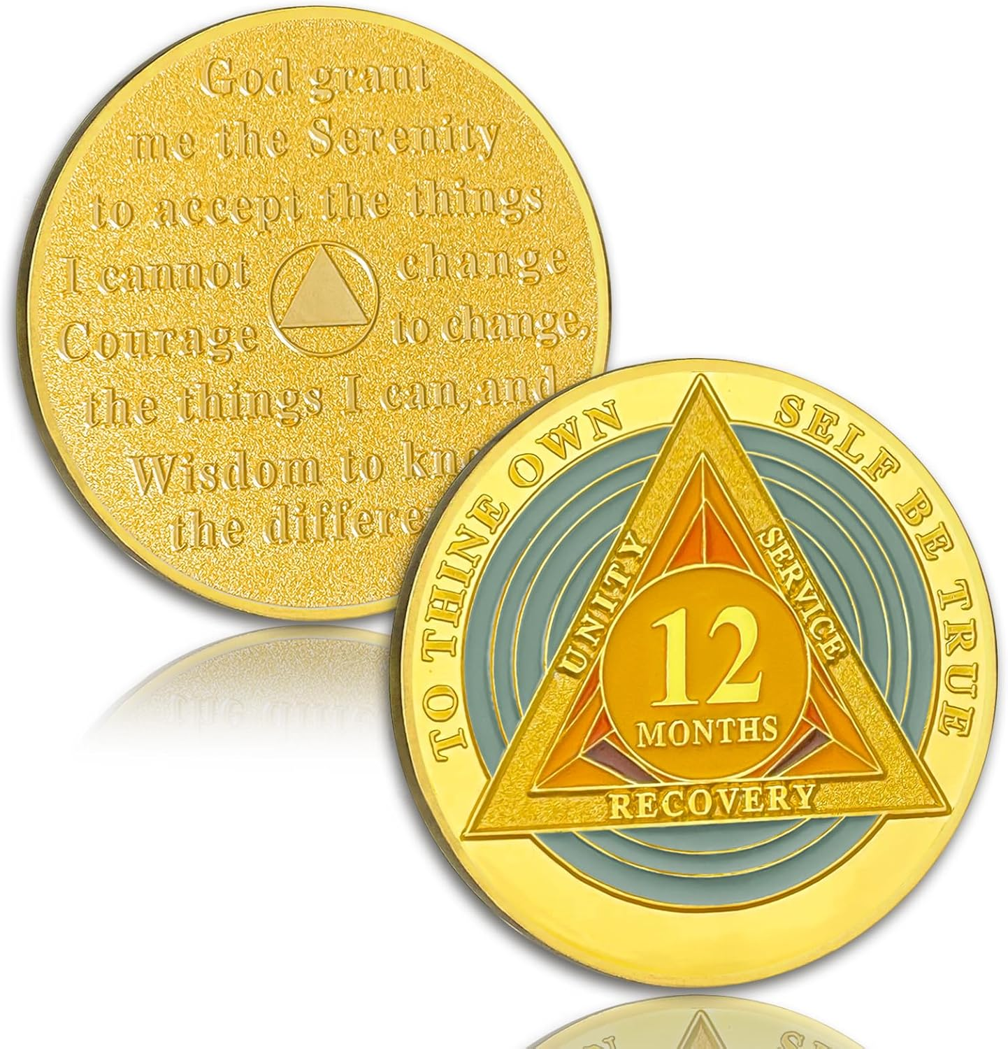 Green Triangle 11 Month Sobriety Coin Eleven Month Sober Gold Coin Rainbow Sobriety Chip AA Chips and Medallion AA Coin Recovery Chip Sobriety Token Sobriety Gifts for Women Men