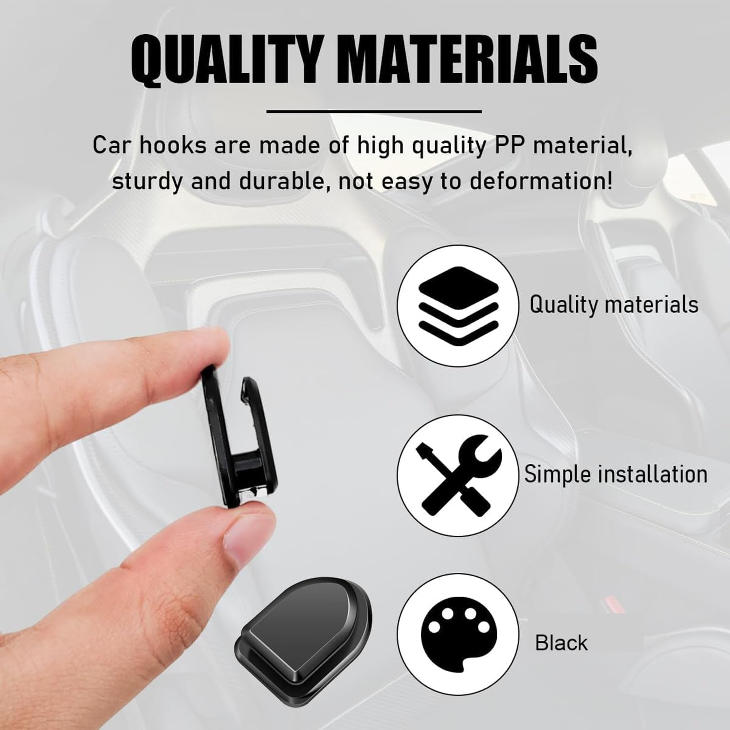 Xinghonyac 20 Pcs Car Seat Back Hidden Hook, Multi-Functional Car Mini Hooks, Self-Adhesive Car Dashboard Hook Wall Hooks for Hanging Towel, Hat, Bag, Data Cable, Keys image number 3