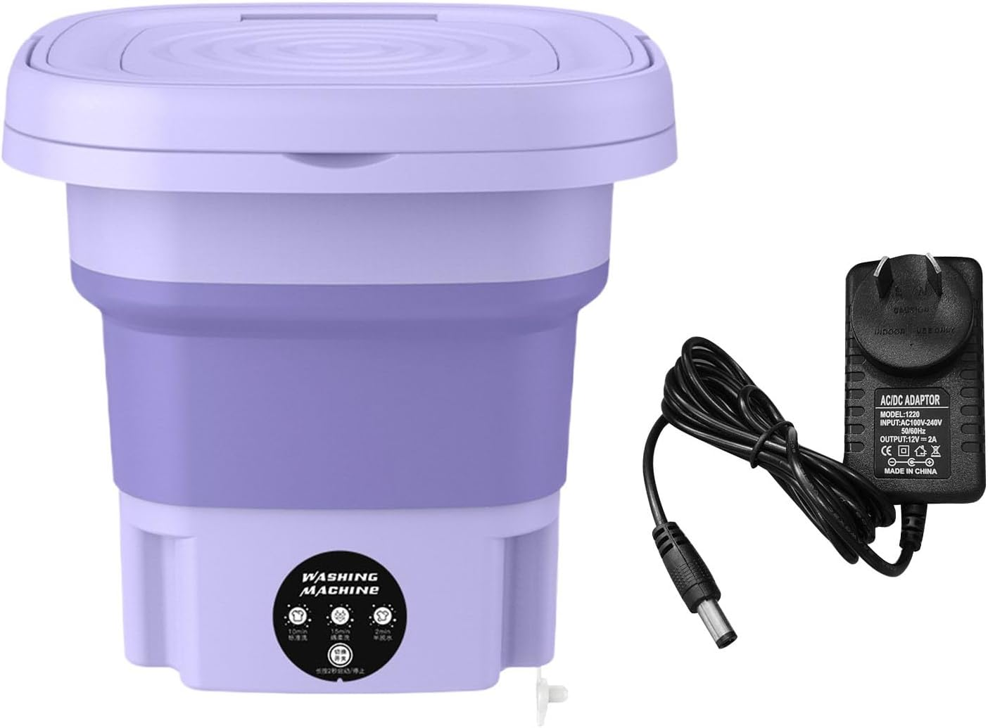 MAX COOL 8L Foldable Washing Machine Portable Mini Washing Machine 3 Modes Deep Cleaning Perfect for Office, Camping, Traveling