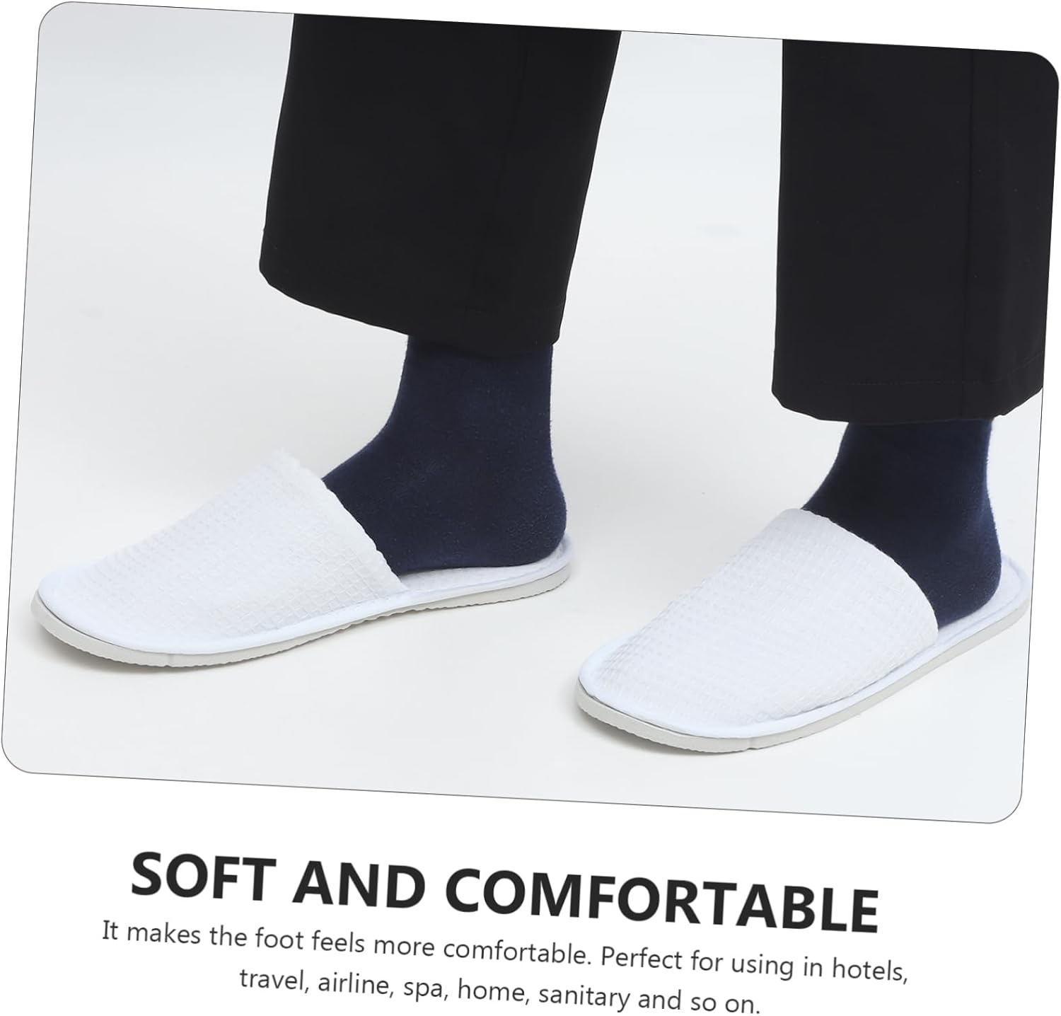 NIYANGLE 2 Pairs Disposable Travel Slippers Comfortable Hotel Salon Slippers for Guests Breathable Lightweight for and Travel Use image number 4