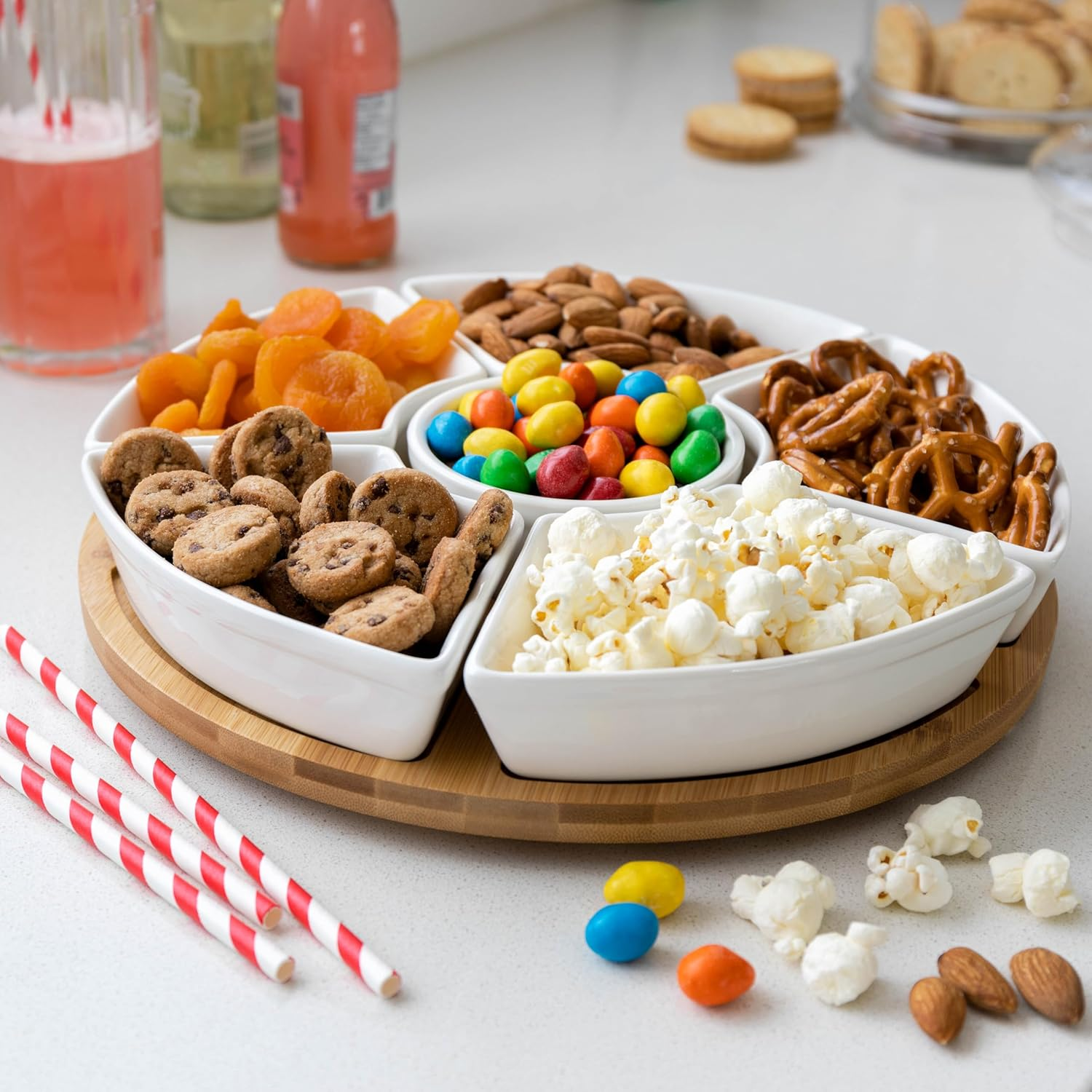 Chef Tacos Ceramic Taco Serving Platter - Divided Serving Tray for Taco Tuesday Lazy Susan Taco Bar - Chip and Dip Serving Set for Party - Appetizer Serving Tray for Salsa, Snacks &ndash; Taco Tray 26 Cm image number 6