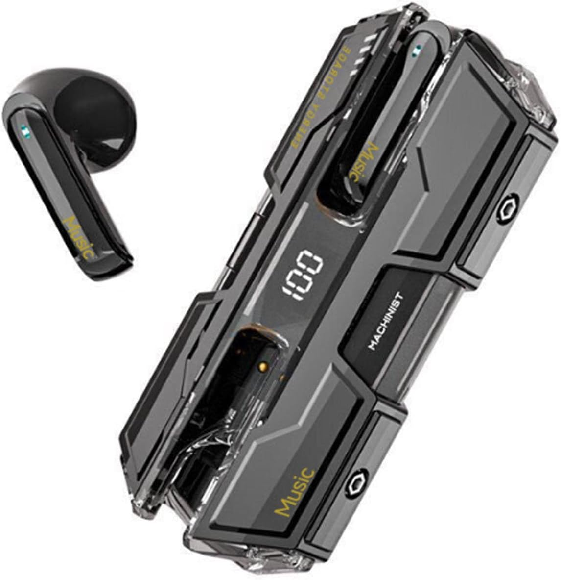 Suerteyay Semi-In-Ear Wireless Headset,2025 New Semi-In-Ear Bone Conduction Earbuds Wireless Bluetooth,Ipx7 Waterproof, Magnetic Snap-Together Design,Mecha Appearance for Games and Daily Life (A) image number 6