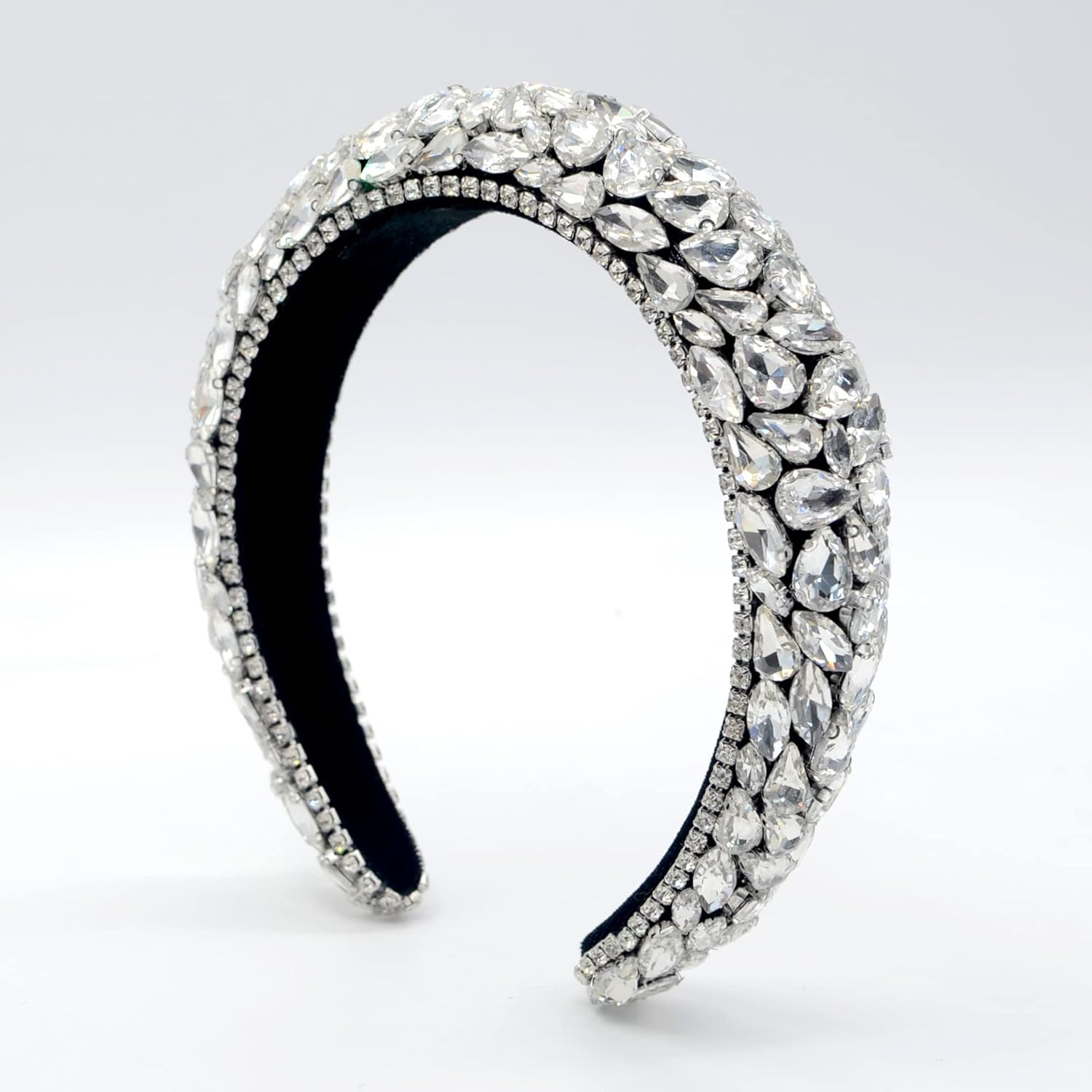 Rhinestone Padded Baroque Crystal Fashion Party Headband for Bridal Wedding Anniversary Holiday Gifts (Gold)