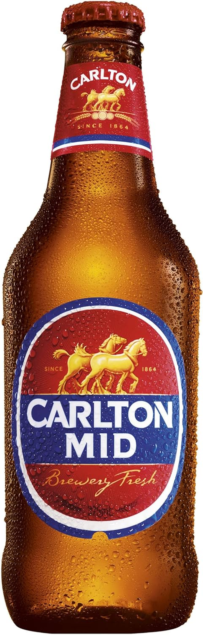Carlton Draught Mid, Mid Strength Beer with Crisp Finish, Classic Australian Lager, 3% ABV, 375Ml (Case of 24 Bottles) image number 1