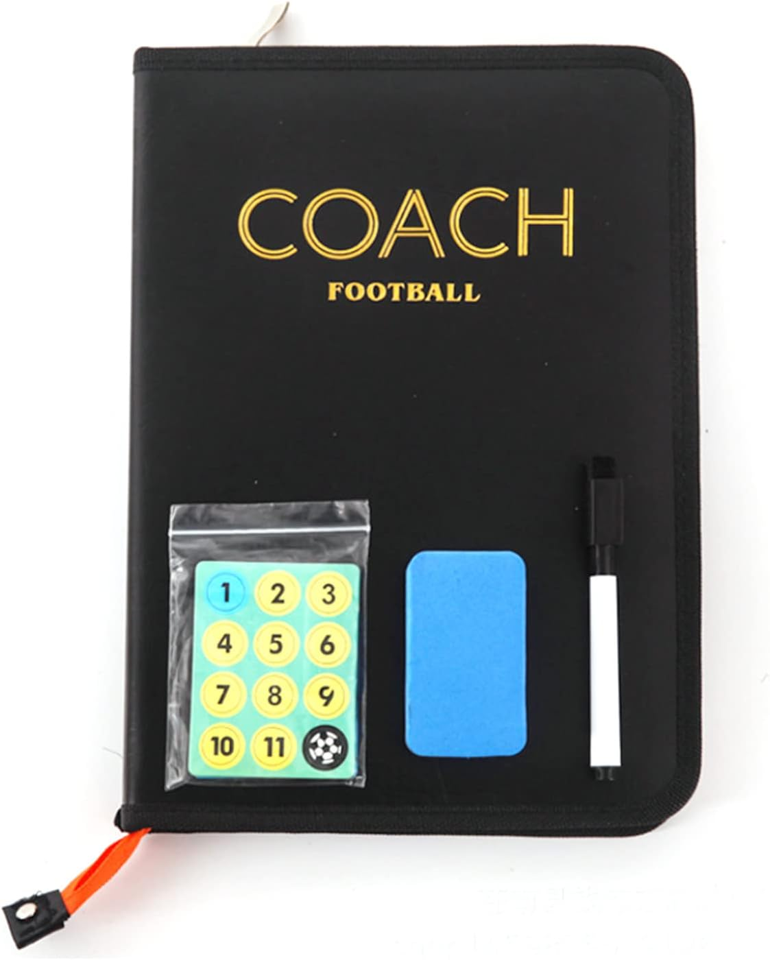 Foldable Soccer Coaching Board Set with Magnetic Number Pieces, Marker Pen, Marker Eraser, Football Full Court Zipper Design Color Strategy Board Training Aid