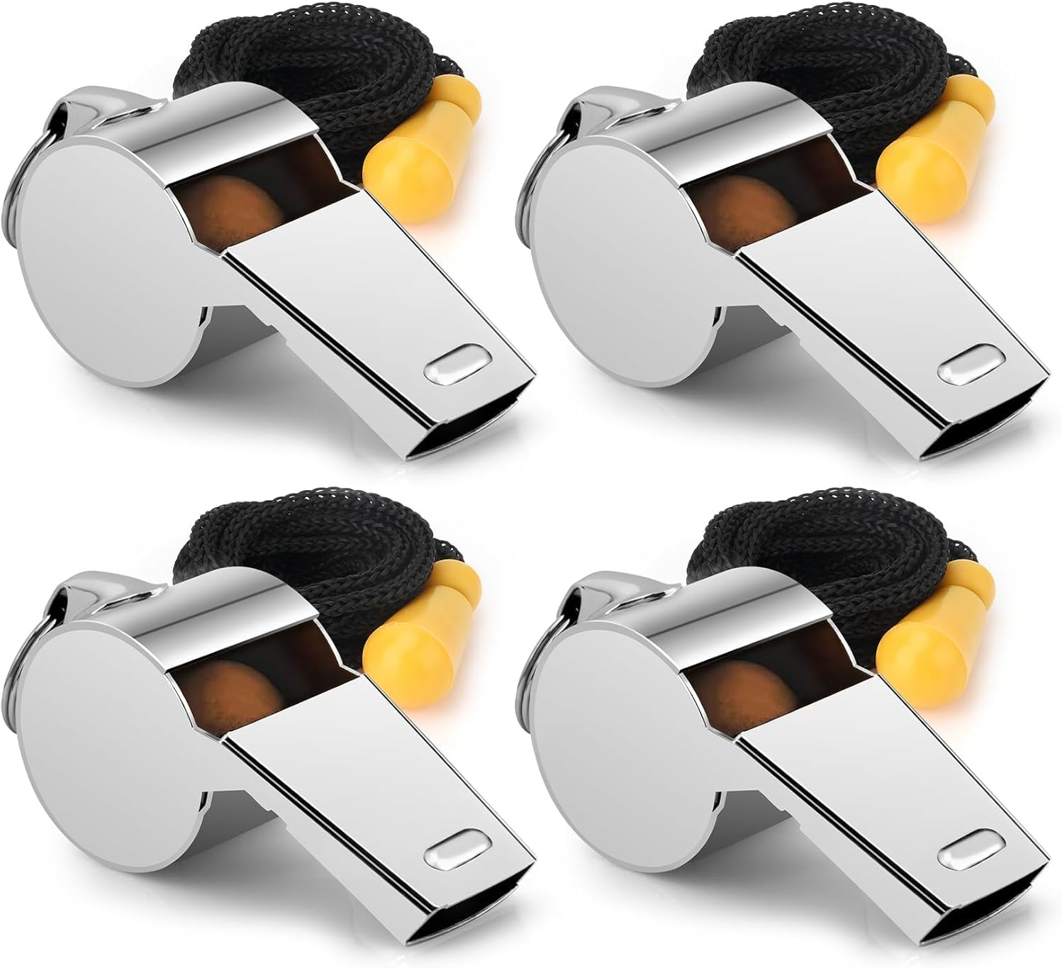 Whistle, 4Pack Stainless Steel Sports Whistles with Lanyard &ndash; Loud Crisp Sound for Coaches, Referees, Officials, Soccer, Football, Lifeguards image number 4