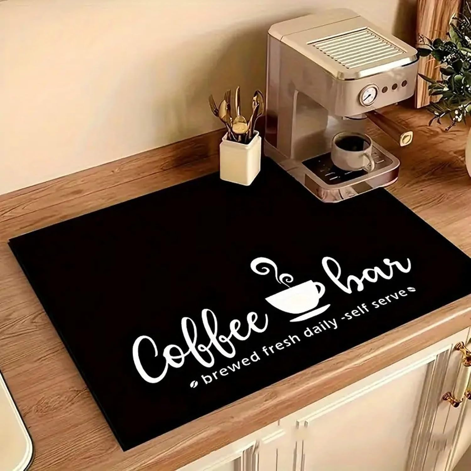 HOLADAWN Non-Slip Coffee Machine Mat, Absorbent Dish Drying Mat for Coffee Bar & Kitchen Counter Accessories image number 5