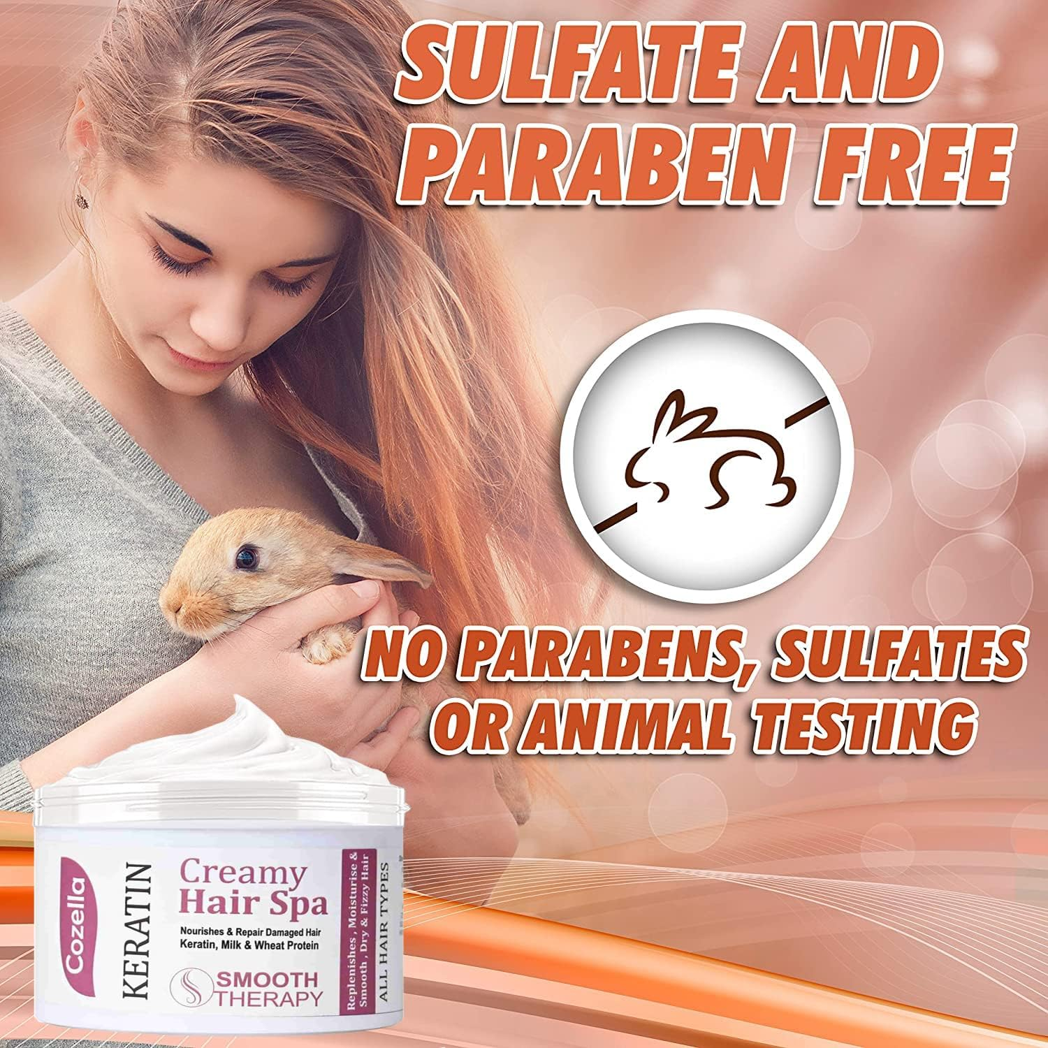 Cozella Keratin Creamy Hair SPA | Nourishes & Repair Damaged Hair | Keratin, Milk & Wheat Protein | Smooth Therapy | Sulfate and Paraben Free| All Hair Types | 500ML image number 3