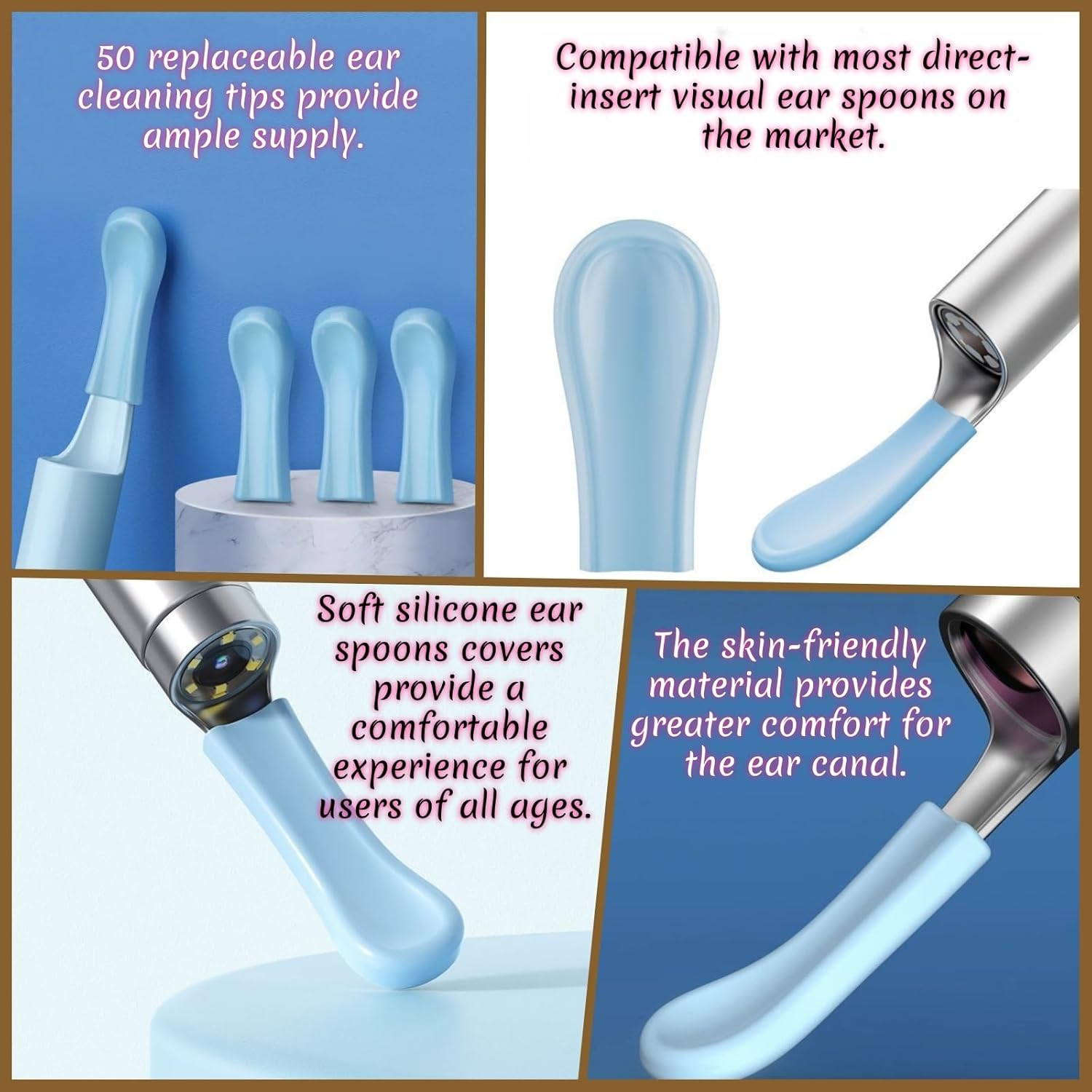 Ear Wax Removal Replacement Tips for Ear Camera, 50Pcs Soft Silicone Ear Spoon Accessories for Visual Otoscope Kit &ndash; Safe & Comfortable Ear Cleaning Tools for Adults & Teens (Wet/Dry Ear Care) image number 5