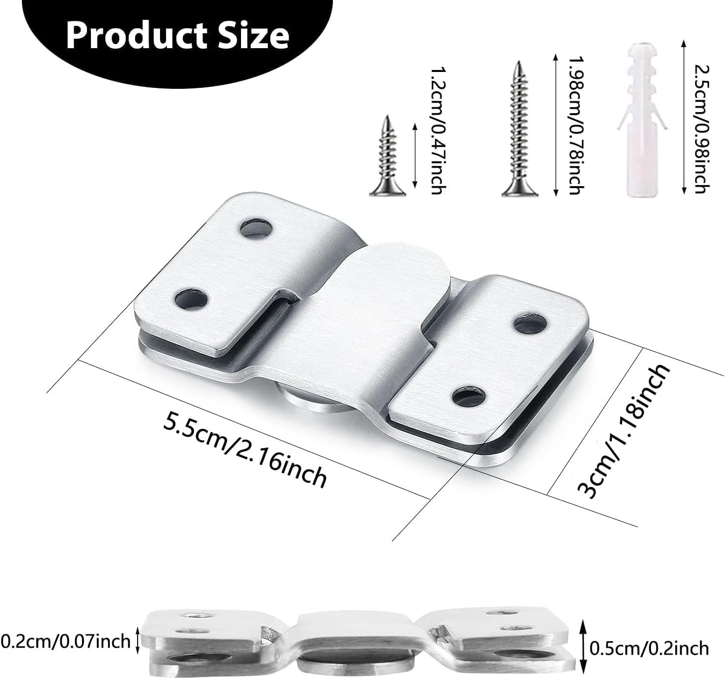 6 Pairs Flush Mount Bracket Heavy Duty Picture Hangers, Stainless Steel Flush Mount Bracket, Flush Mount Brackets Interlocking Flush Mount Brackets image number 1