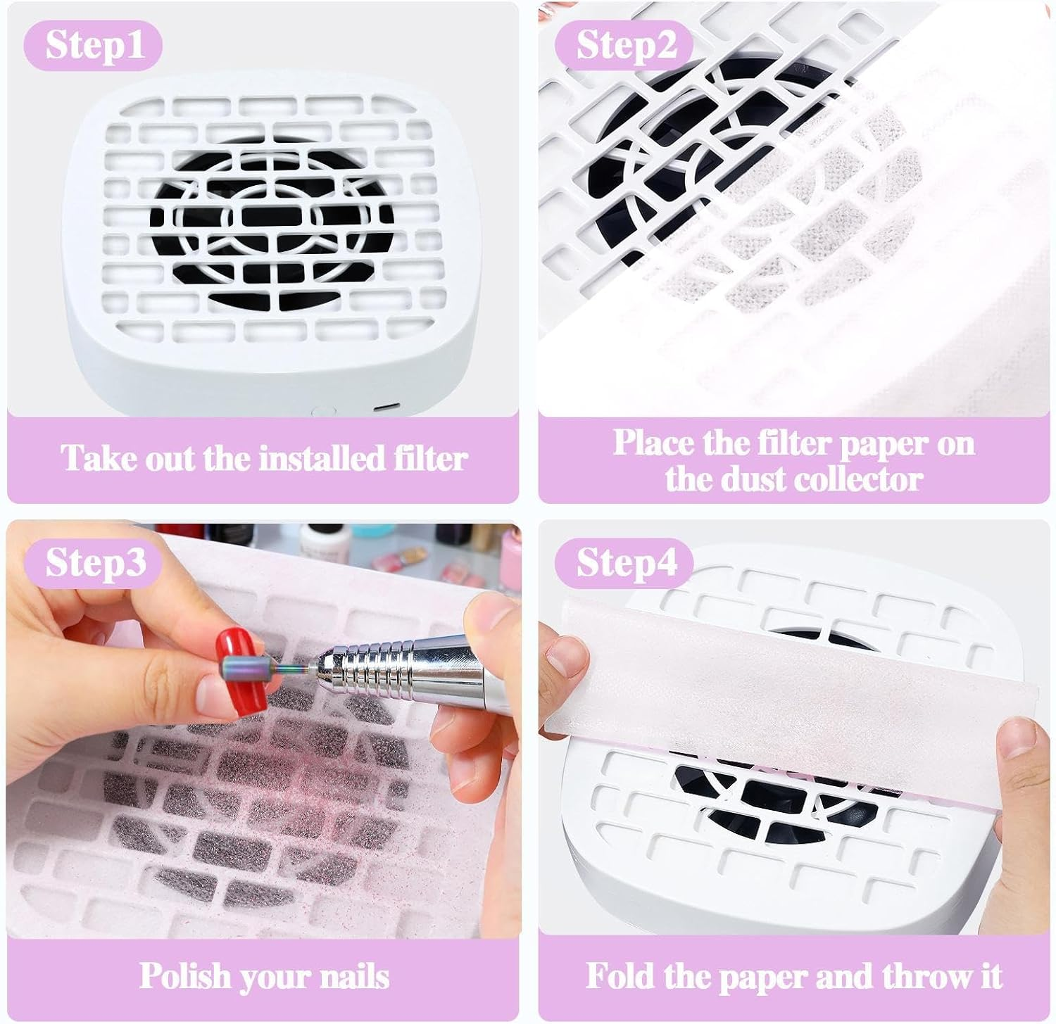 Aebtoe Nail Dust Collector Filter Sheets - Replacement Pads - Nail Dirt Collector Filter,For Home Salon Manicure Grooming Personal Care image number 3