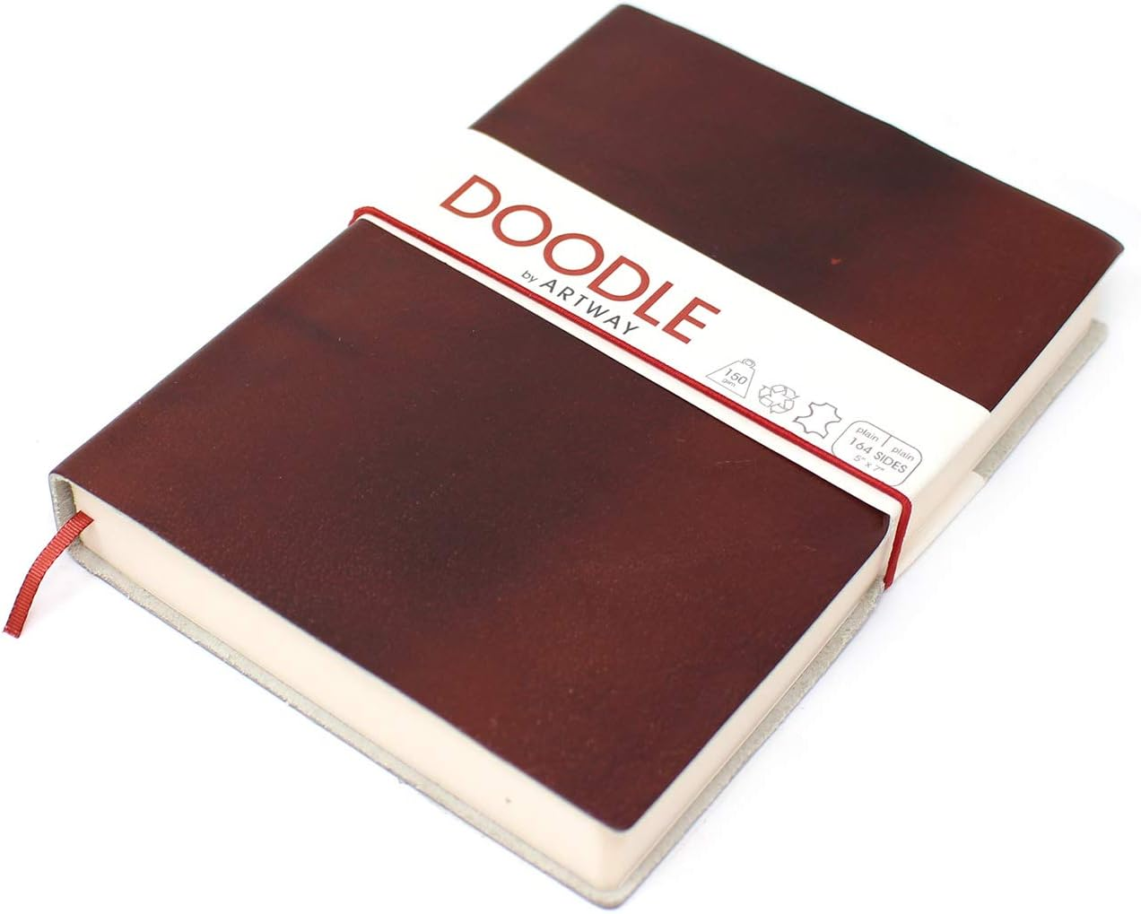 Artway Doodle - Orange Leather Journal/Sketchbook - 150Gsm Cartridge Paper - 175 X 125Mm - 82 Pages - Mandarin