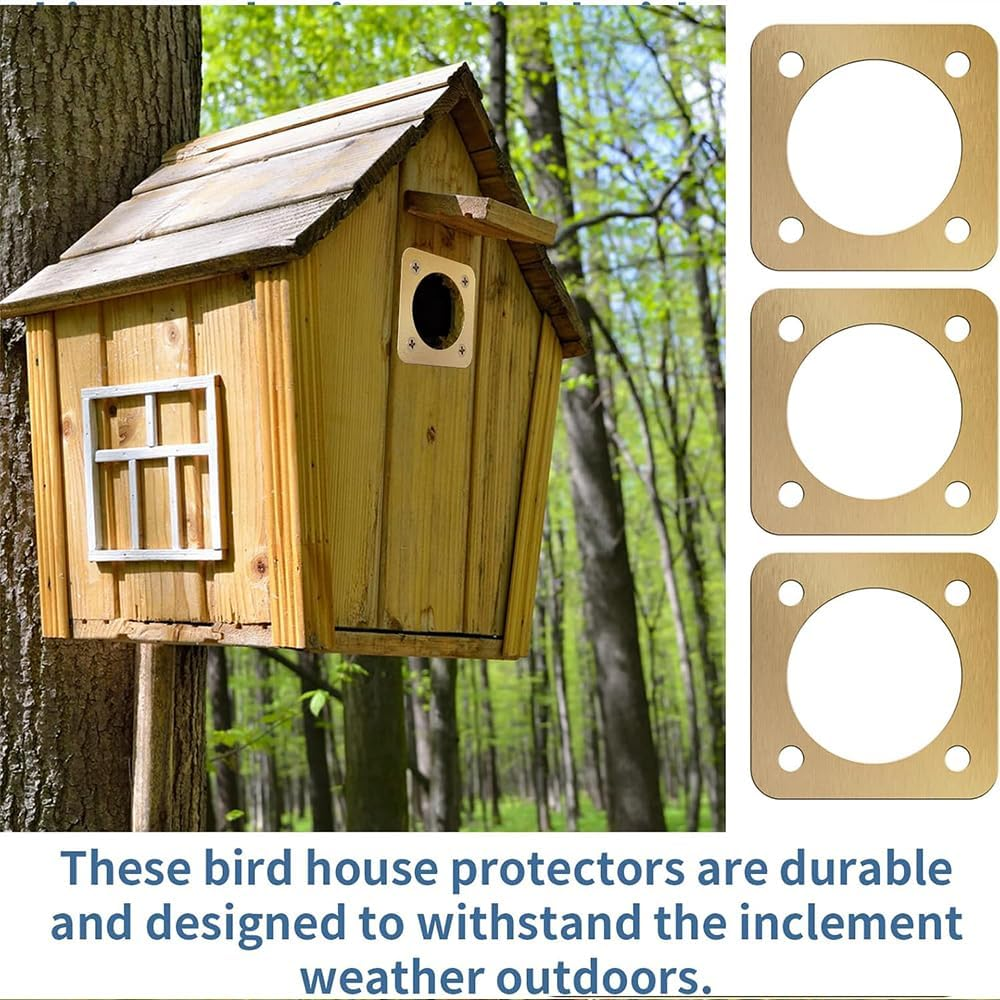 4-Piece Metal Bird House Guard Set &ndash; Durable Copper & Steel Hole Protectors for Bluebird, Sparrow & Small Bird Houses &ndash; Easy Install, Weather-Resistant (Gold, 1/4 Inch) image number 3