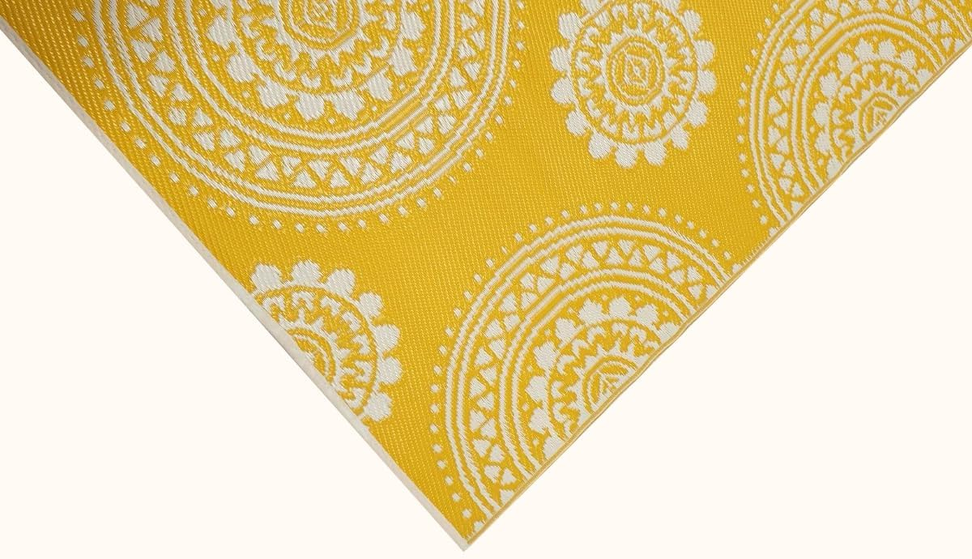 Rug Club Alfresco 21A3 Reversible Outdoor Mat, 120 Cm X 170 Cm Size, Yellow/White image number 1