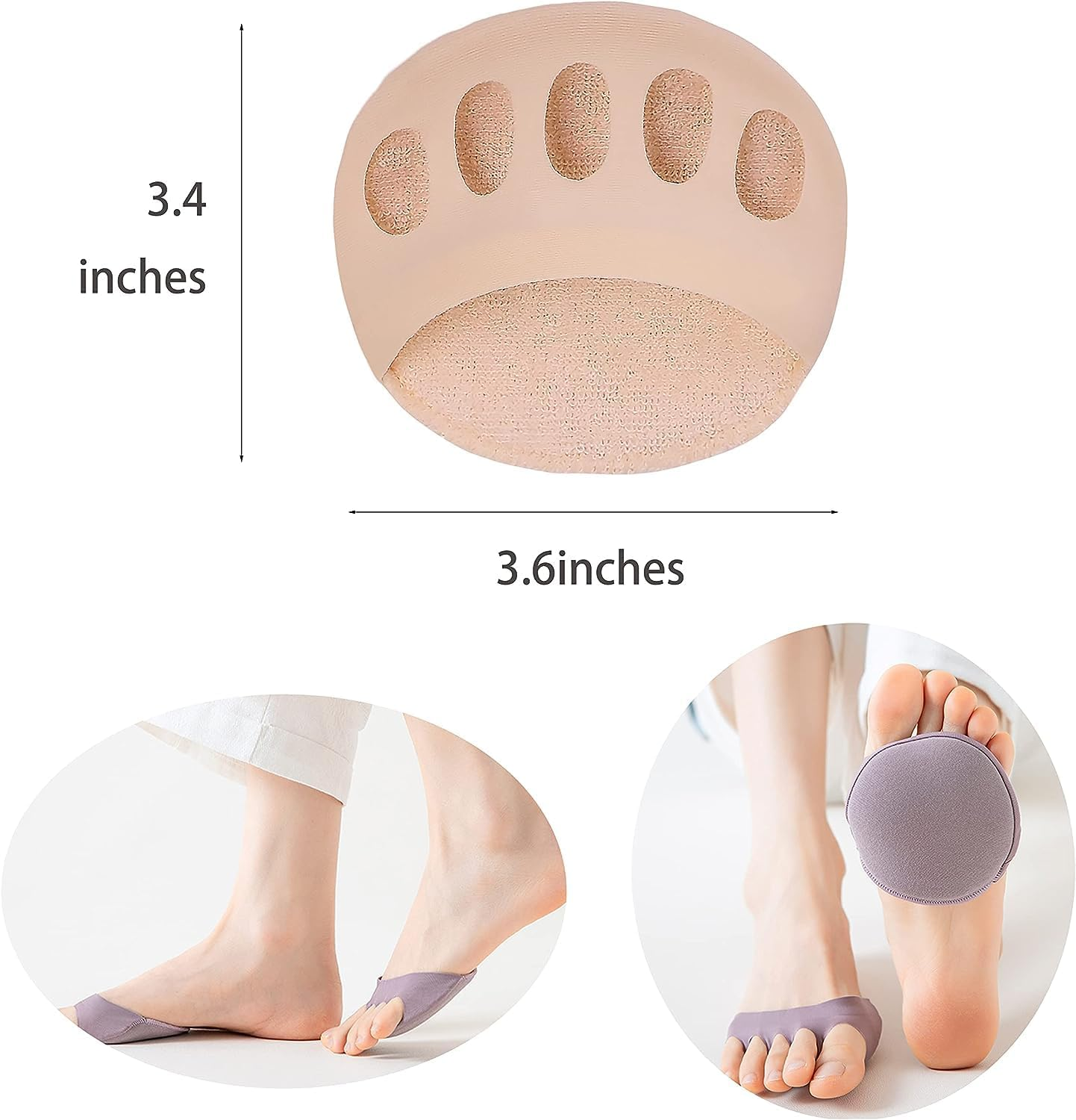 7 Pairs Metatarsal Pads, Honeycomb Fabric Forefoot Pads Soft Anti-Slip Invisible Forefoot Pads, Breathable Ball of Foot Cushions for High Heels to Relieving Foot Fatigue, 7 Colors image number 1