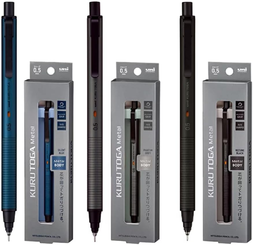 KURUTOGA Mitsubishi Pencil Mechanical Pencil Metal 0.5Mm Phantom Gray M5KH1P.23 with Original Stylus Ballpoint Touch Pen image number 4