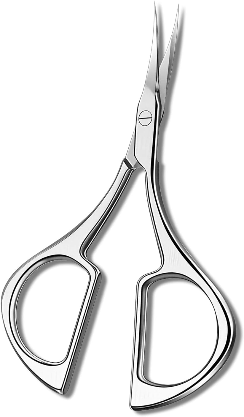 Nail Scissors - Cuticle Scissors 3.6 Inch Fine Tip Eyebrow Scissors Curved, Multi-Purpose Stainless Steel Grooming Tool for Nail, Eyebrow, Eyelash Care image number 2