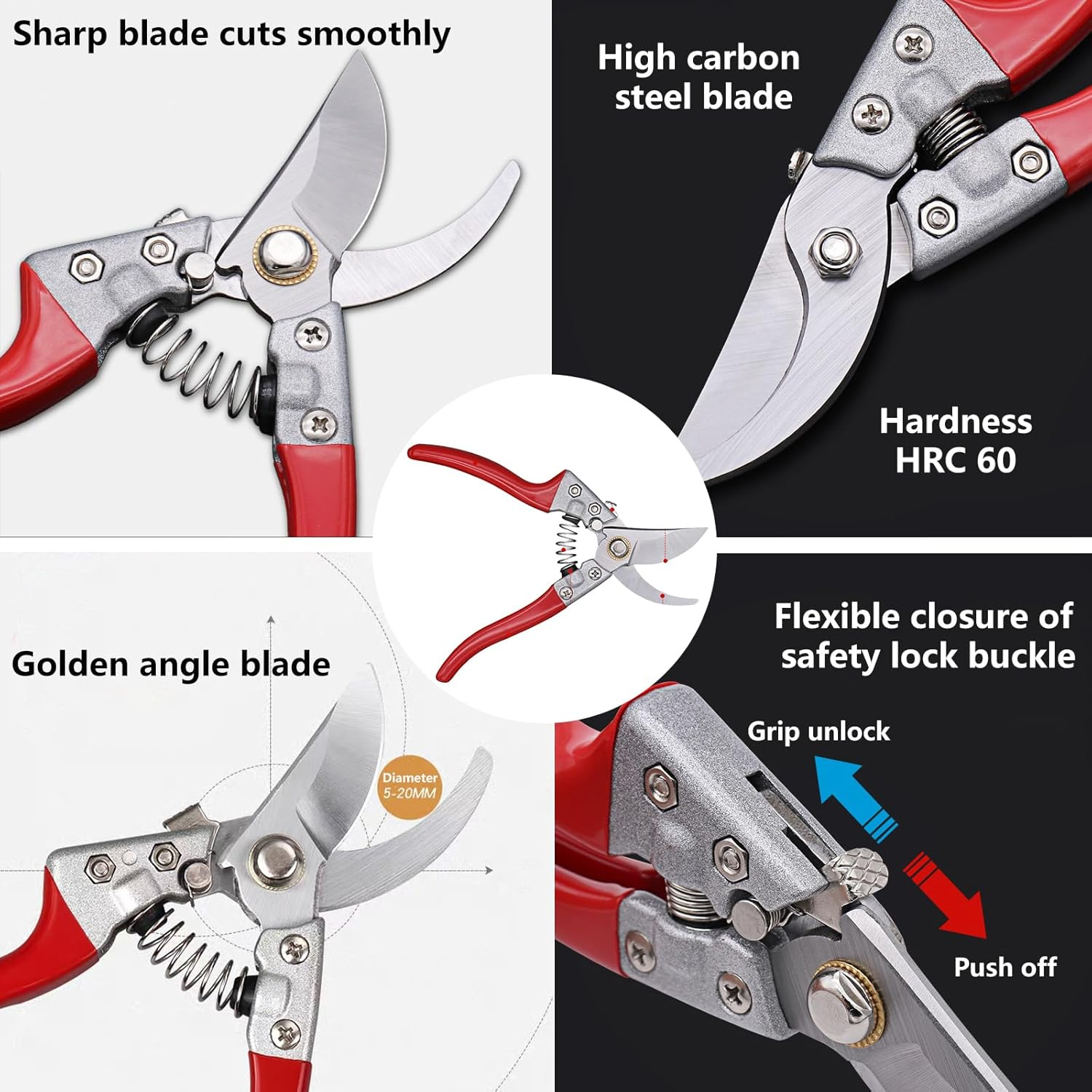 5 Pack Garden Shears with Gardening Gloves Set，High-Carbon Steel Sharp Pruning Shears，Horticultural Fruit Picking Scissors，Straight Head and Electrician Scissors with a Black Storage Bag image number 1