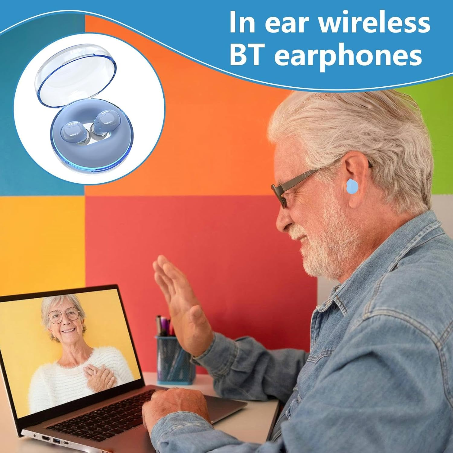 Jinyilwn High Precision Noise Cancelling Wireless Earbuds, Lightweight Design, Connect, Noise Cancelling, Comfortable Long Wear - for Outdoor Sleep Workout Cycling Fitness Travel Office Mobile Player image number 1