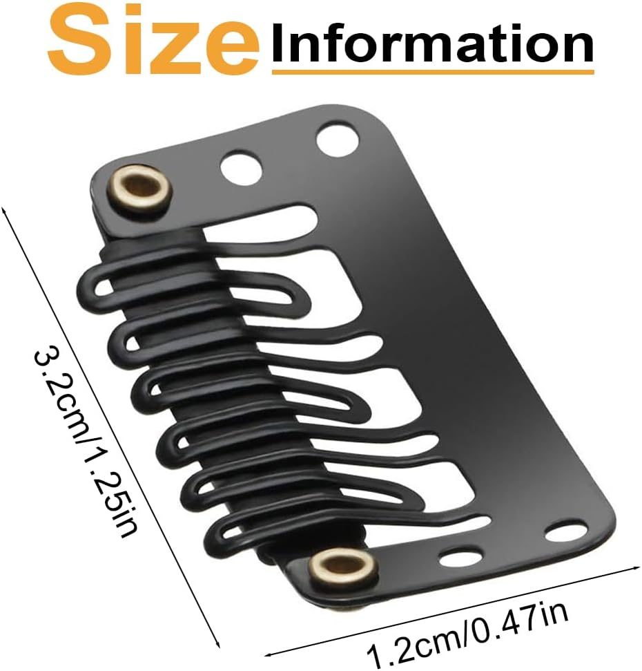 OUDQFCJ Pack of 20 Hair Extensions Clips Black Hair Clips Hair Extensions Clips for Extensions Braided 6 Teeth U Shape Metal Silicone Wig Hair Extension Clip for Women Wigs image number 5