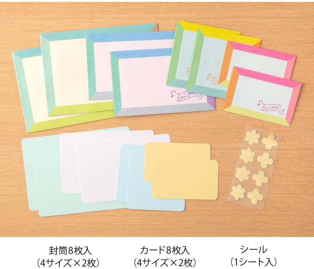 Midori 86487006 Letter Set, 487, Gassa, Card Type, Frame Pattern