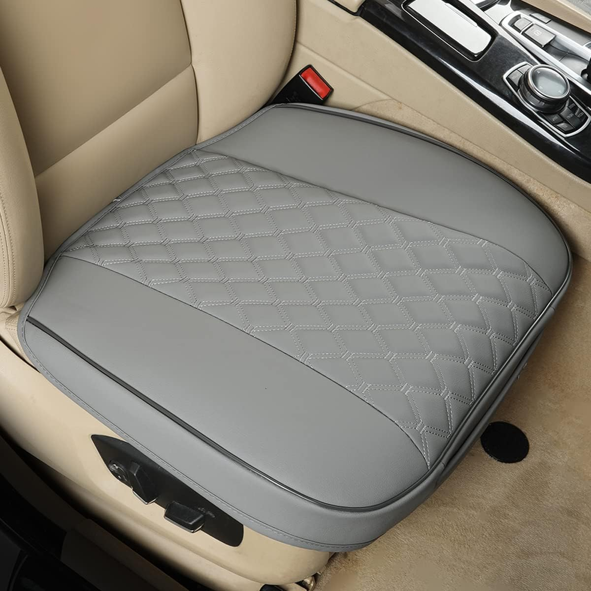Black Panther 1 Pair Luxury Faux Leather Car Seat Covers Front Bottom Seat Cushion Covers, Anti-Slip and Wrap around the Bottom, Fit 95% of Vehicles - Black