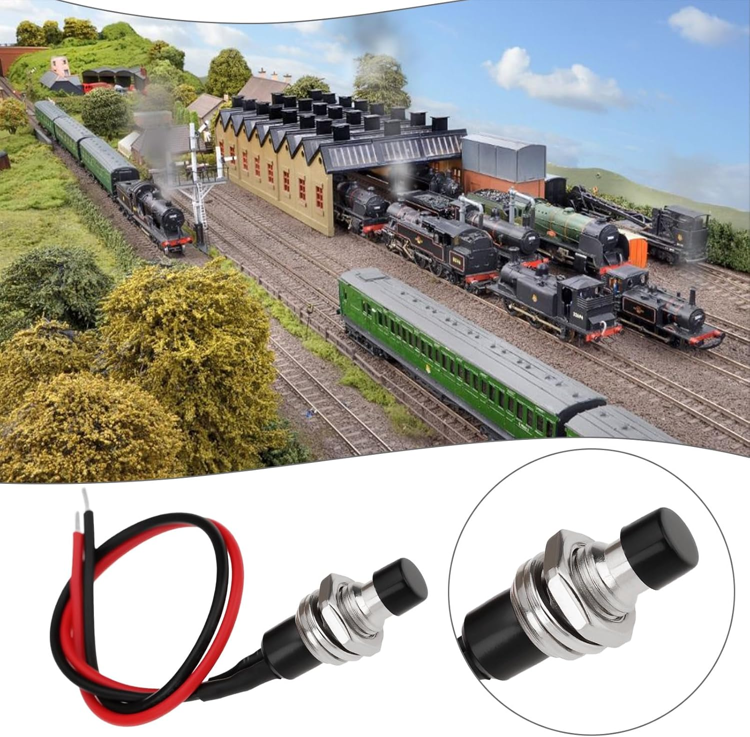 Emagtech 10PCS SPST Mini Push Button Pre-Wired 12V DC 5A Line Length 14Cm Button Thread Diameter 1/4 Inch for Light Switches Car Horns image number 2