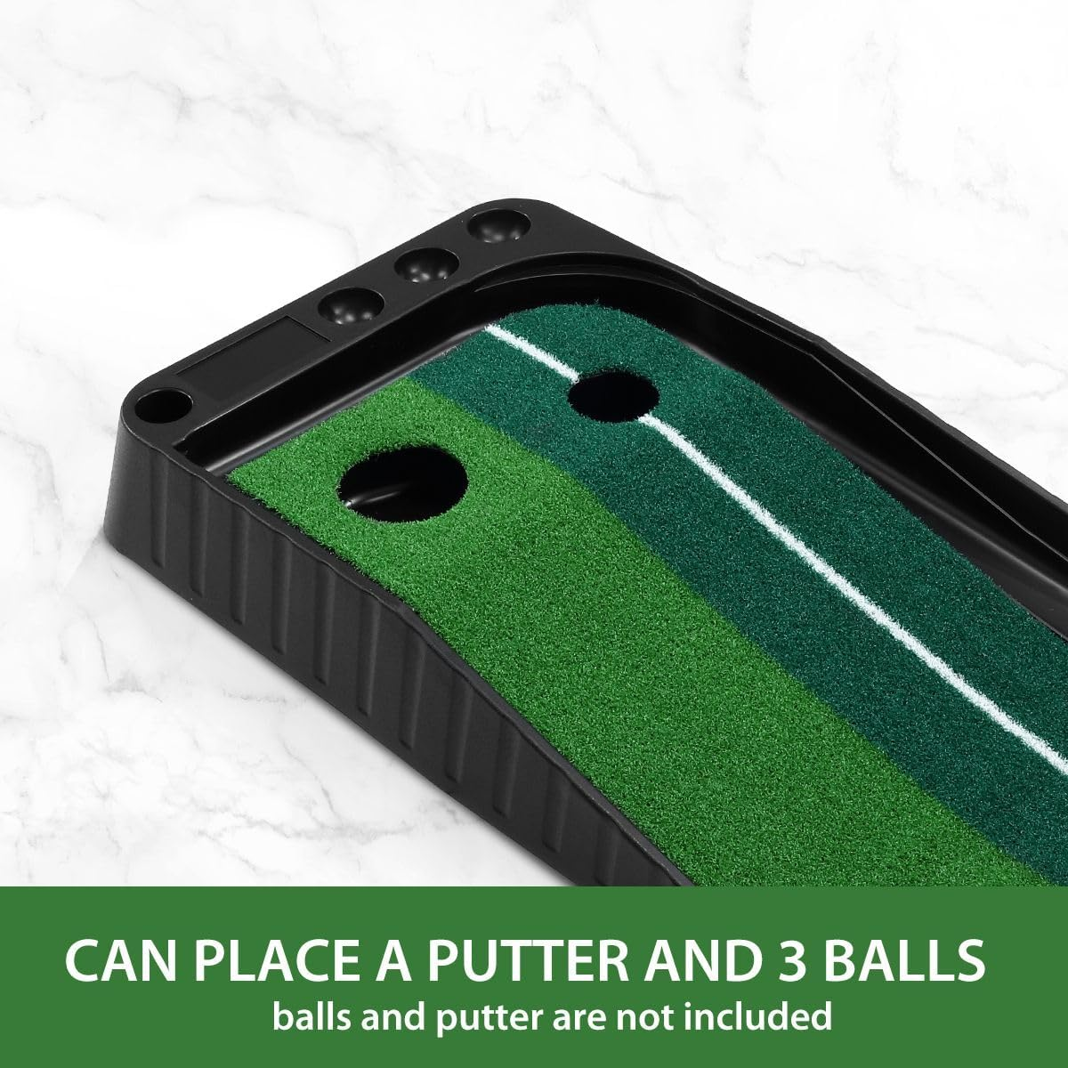 GENKI 2.5M Golf Putting Mat Practice Putter Greens Trainer Indoor Outdoor Training Aid with Auto Ball Return Driving Exerciser Portable Grass Turf Fairway image number 2