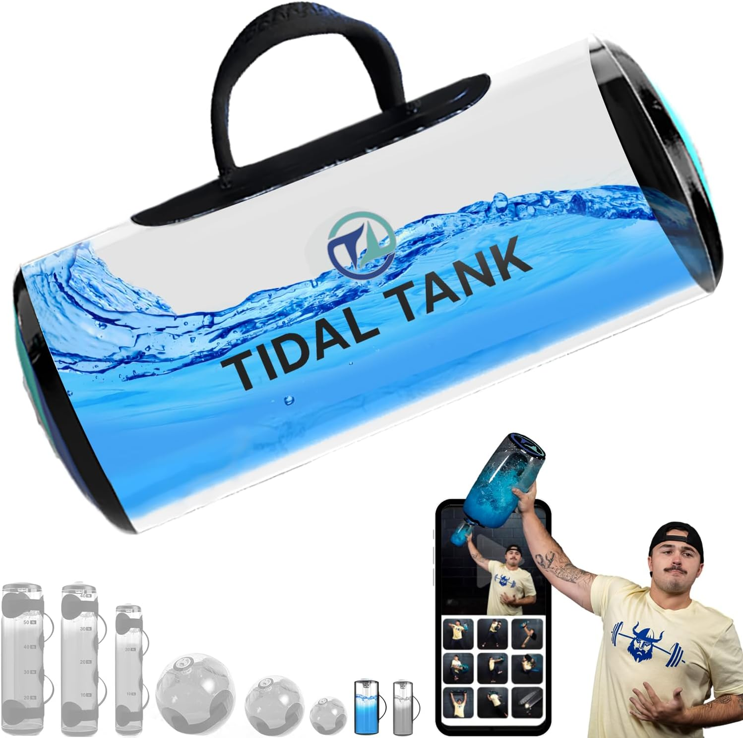 Tidal Tank - Sand Bag Alternative 45 Lbs - Adjustable Aqua Bag and Power Bag with Water - Core and Balance Aquabag - Portable Stability Fitness Equipment - Including Online Training Center image number 6