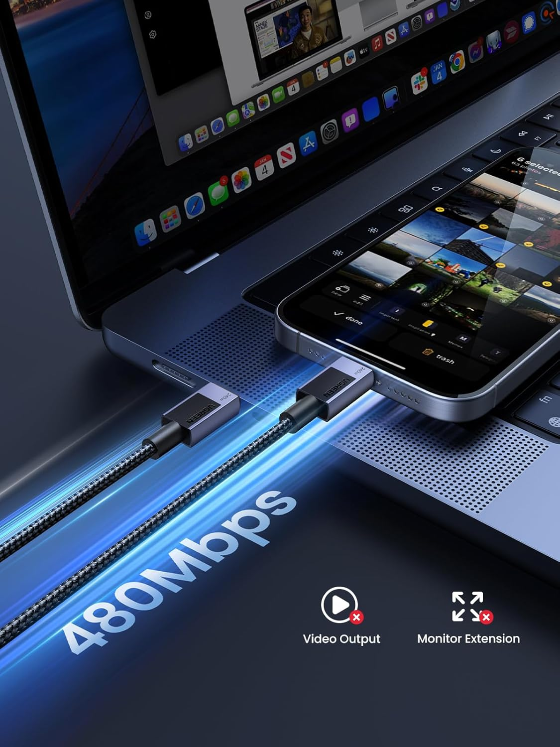 UGREEN 240W USB C Cable Fast Charging, Type C Power Delivery Cord, USB2.0 480Mbps for Iphone 17 Pro Max/16, Macbook Pro, Ipad Pro, Dell XPS, Chromebook, Pixel 10/9, Galaxy S25/S24/S23, Switch, 2M image number 4