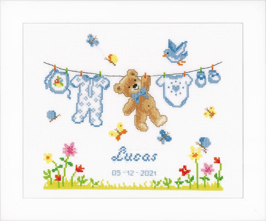 Vervaco Embroidery Kit, Birth Bear (14 Count), 22X20Cm image number 6