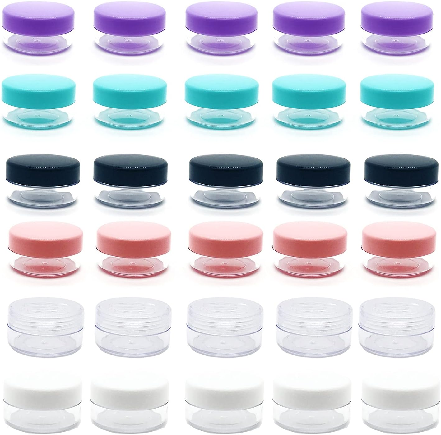 30 Pcs Cosmetic Containers, 10 Gram Empty Plastic Pots Cosmetic Sample Containers Travel Pots with Lids Lip Balm Pots Ointment Bottle Sample Jars for Creams Sample Make-Up Storage (Multi Color Lid) image number 2