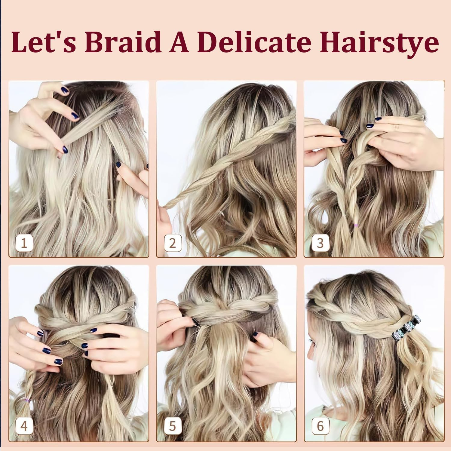 Pack of 4 Sparkling Crystal Stone Braided Hair Clips, Shiny Rhinestone Hair Clip, Elegant Hair Styling Clips, Hair Clips Women, Hummingbird Hair Clip with Crystal Flower for Women Girls (B) image number 3