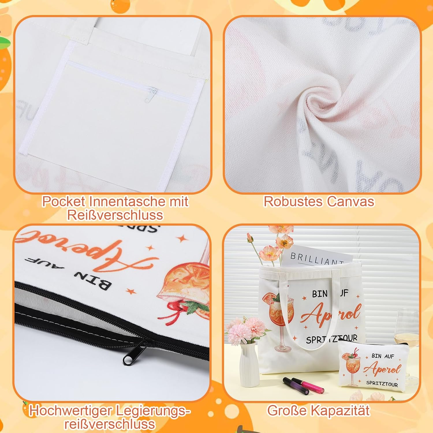 Dusaniyali Aperol Gift for Cocktail Lovers Spray Cosmetic Bag Aperol Socks Women'S Tote Bag Women Birthday Gifts for Mum Aunt Teacher Sister Girlfriend Colleague image number 2